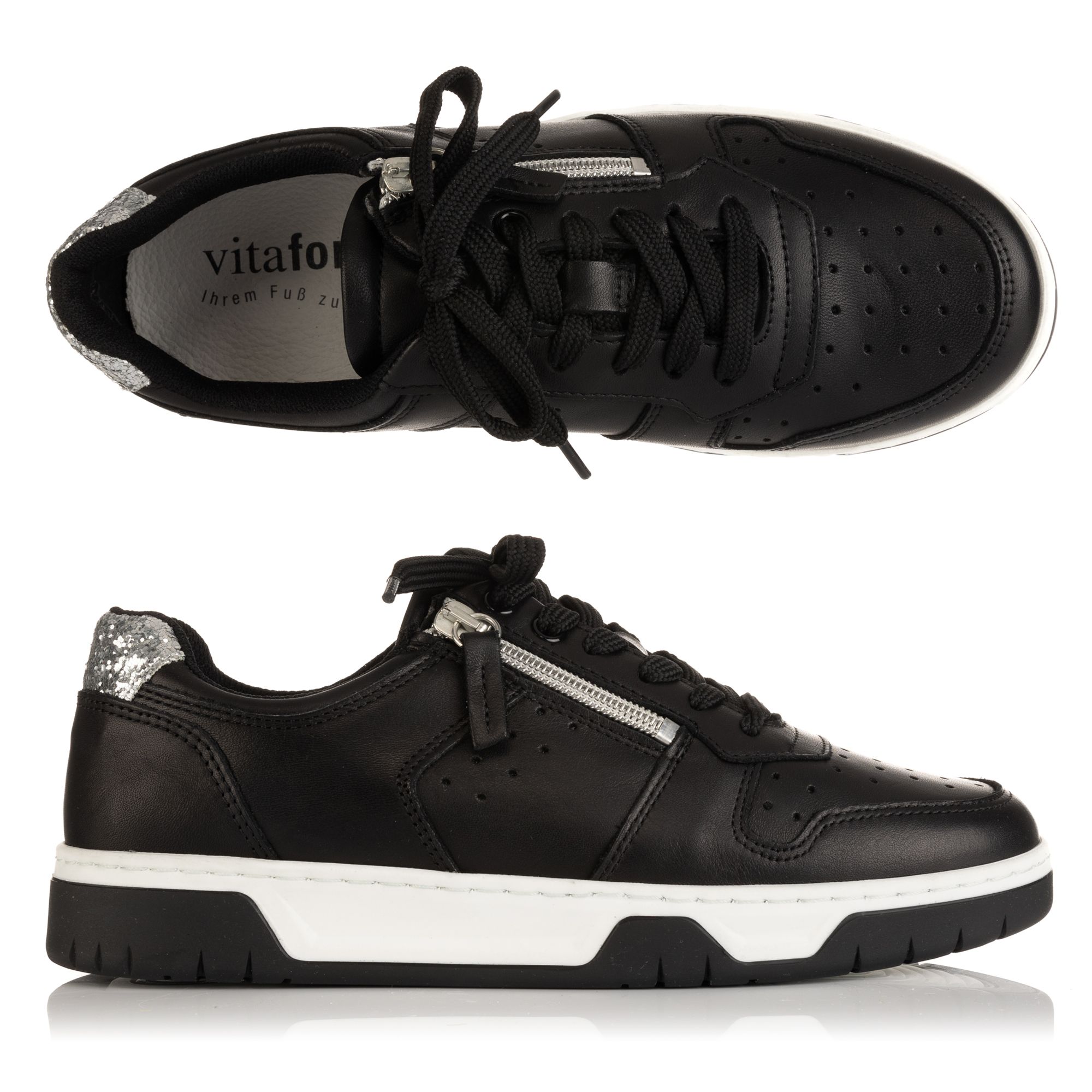 B-Ware VITAFORM Damen-Sneaker Softnappaleder Glitzerferse