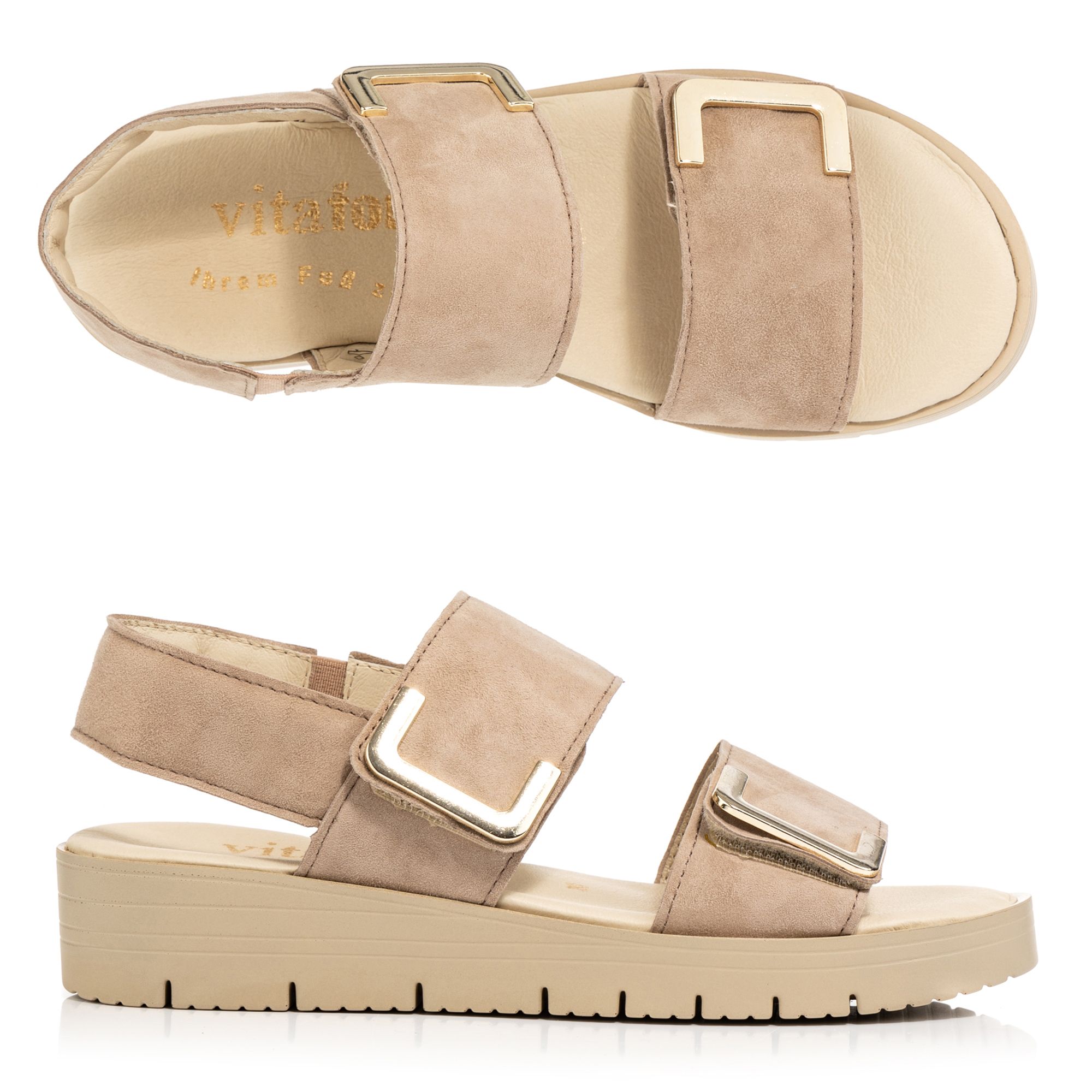 B-Ware VITAFORM Damen-Sandalette Samtziege Klettverschlüsse