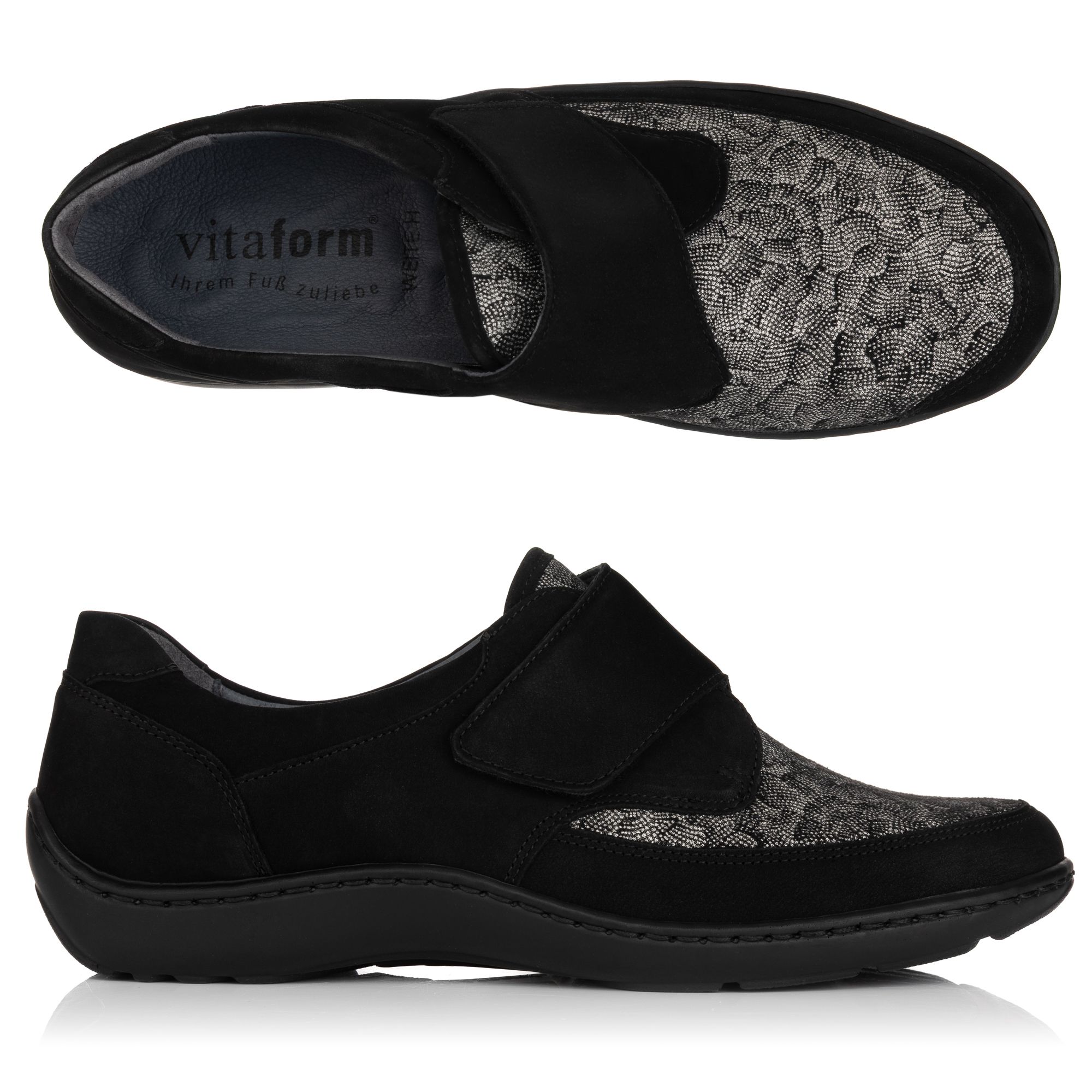 B-Ware VITAFORM Damen- Halbschuh Leder/ Stretch Klettverschluss