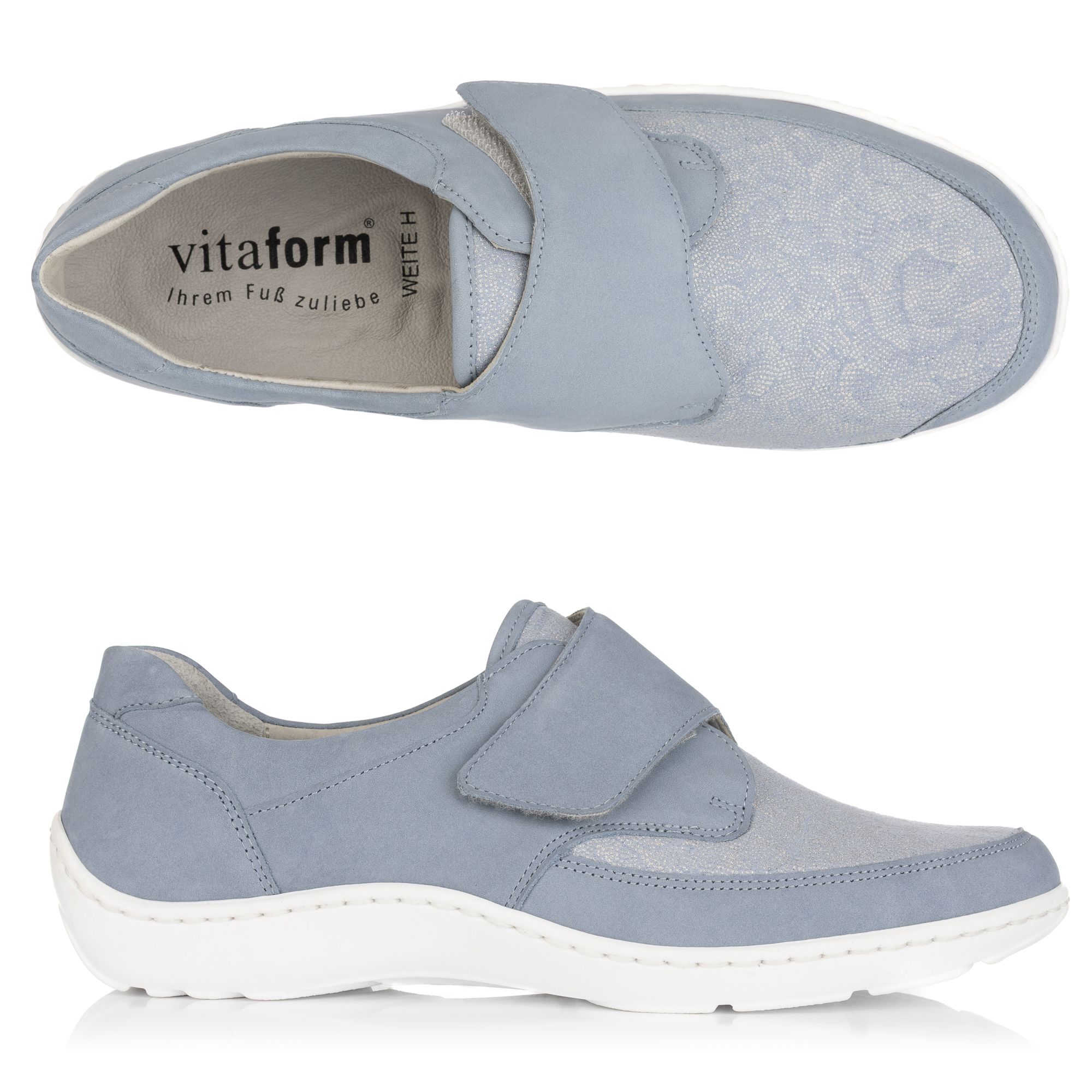 B-Ware VITAFORM Damen- Halbschuh Leder/ Stretch Klettverschluss