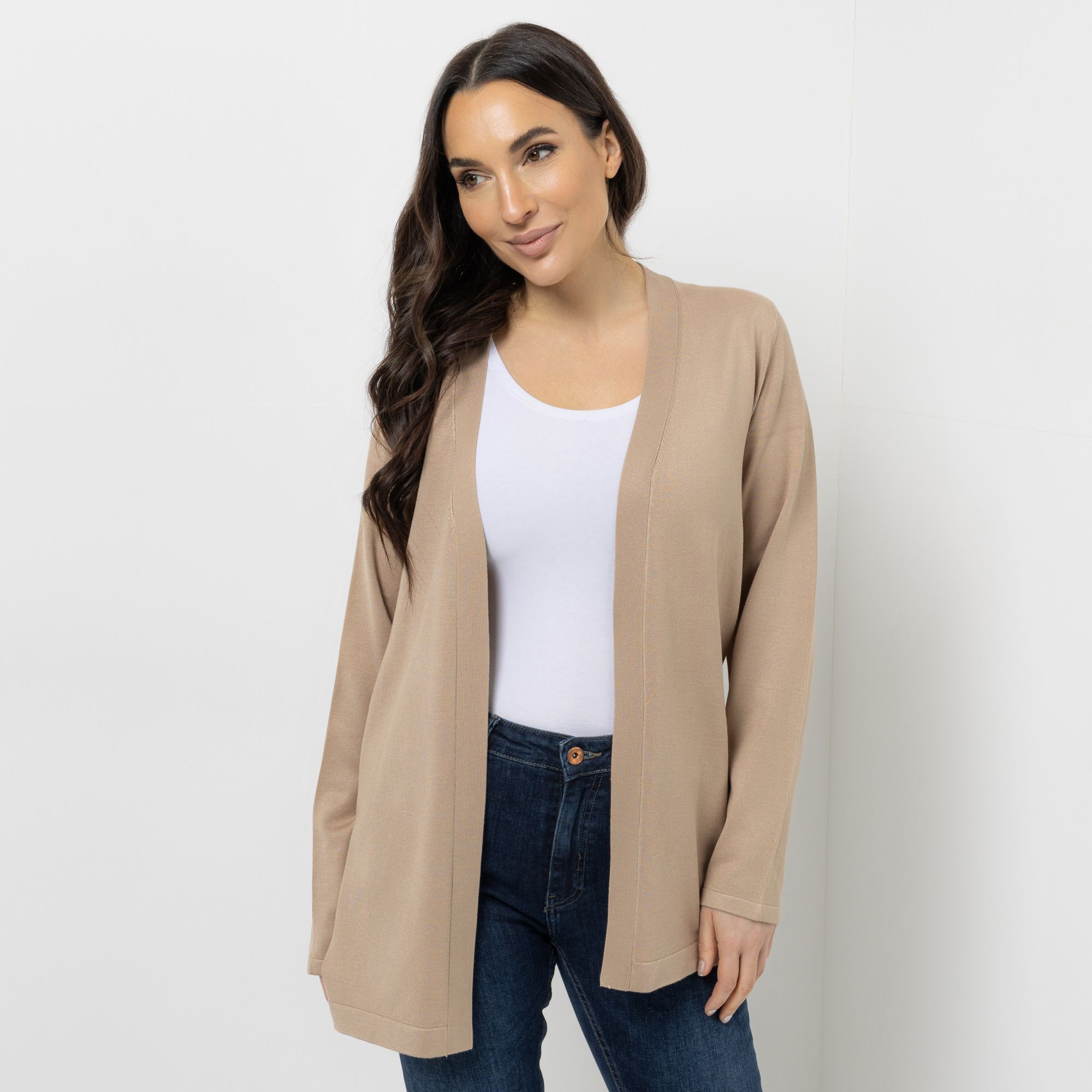 B-Ware DENIM & CO. Longcardigan offene Front hüftbedeckende Länge