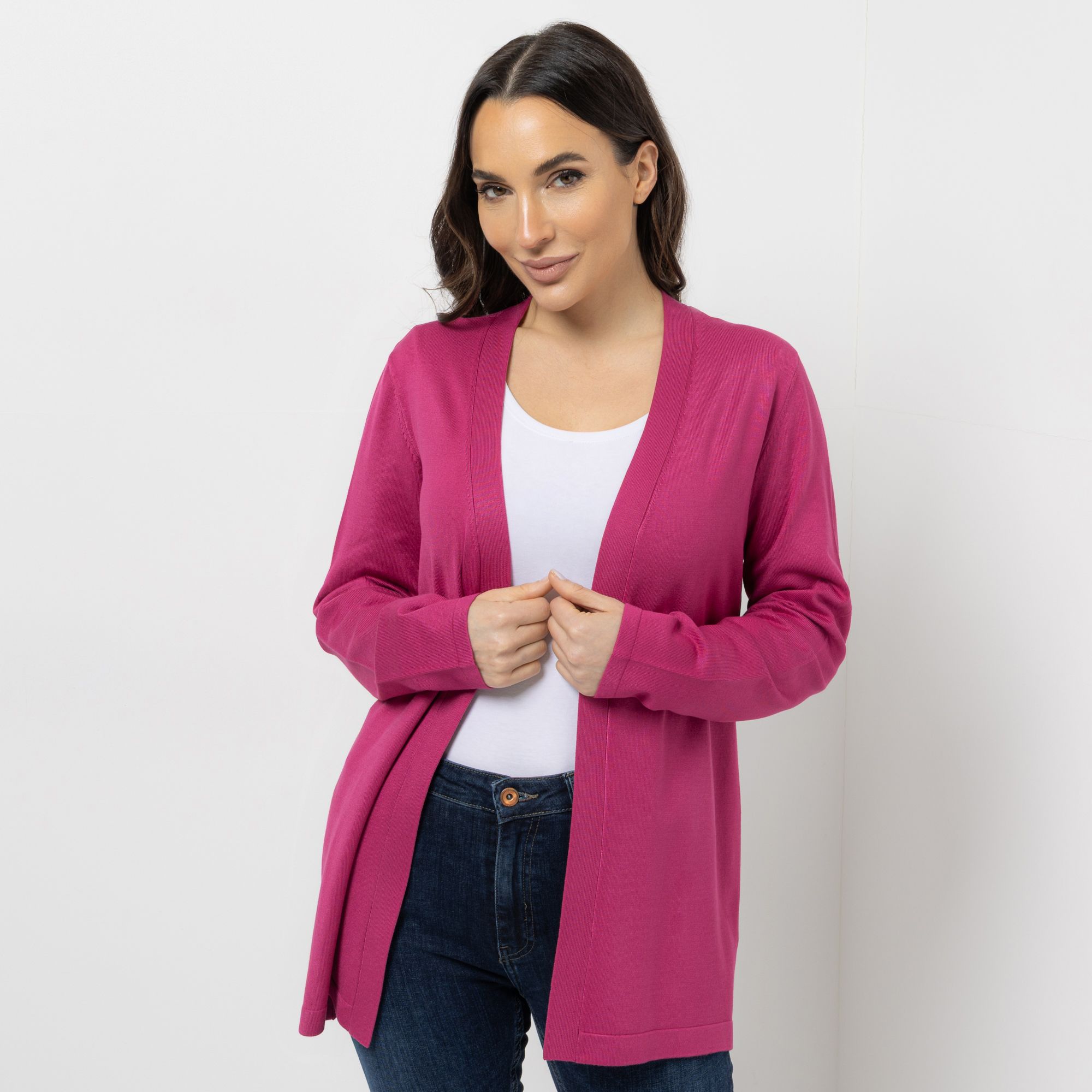 B-Ware DENIM & CO. Longcardigan offene Front hüftbedeckende Länge