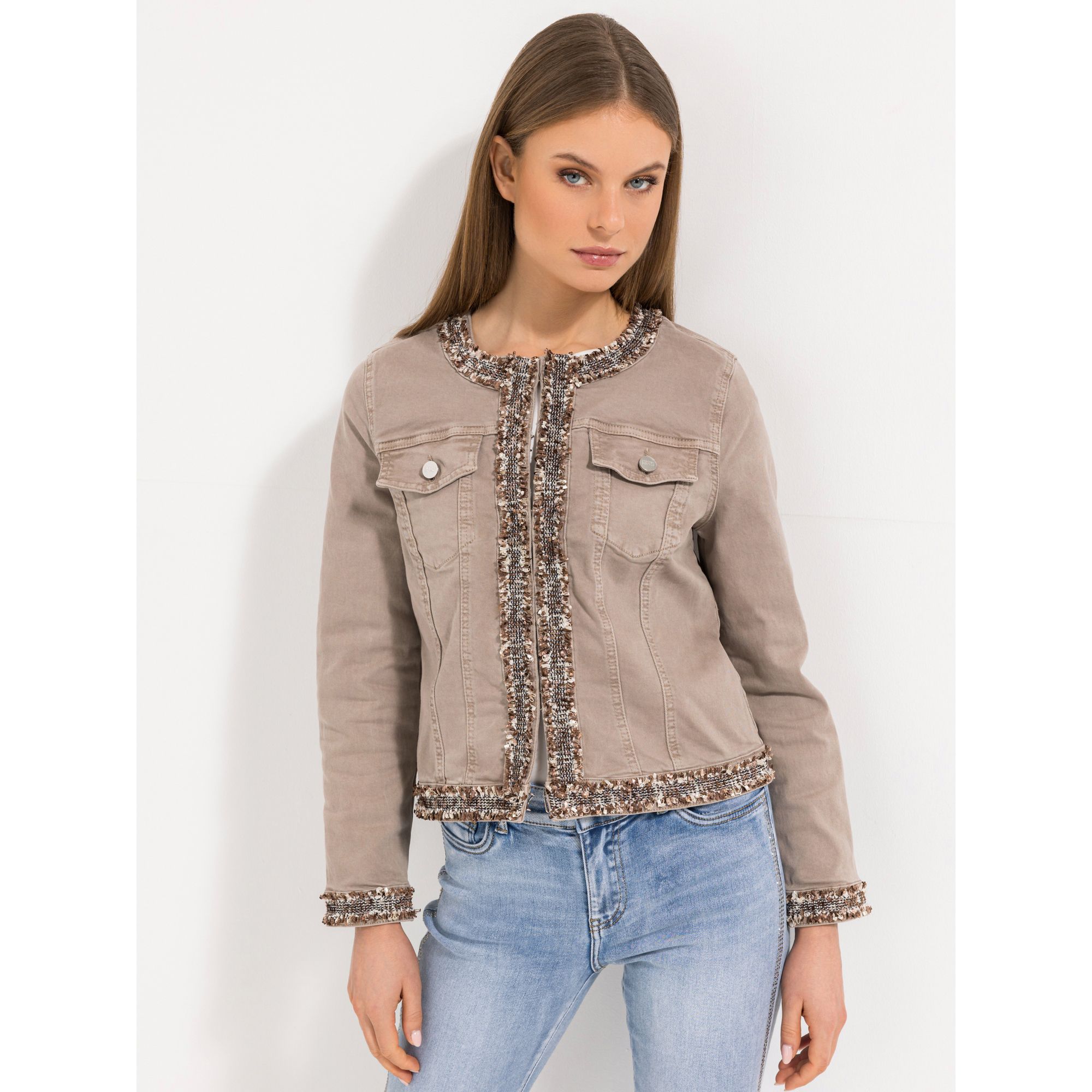 B-Ware STEFFEN SCHRAUT Jeansjacke, Zierband Hakenverschluss Länge ca. 56cm