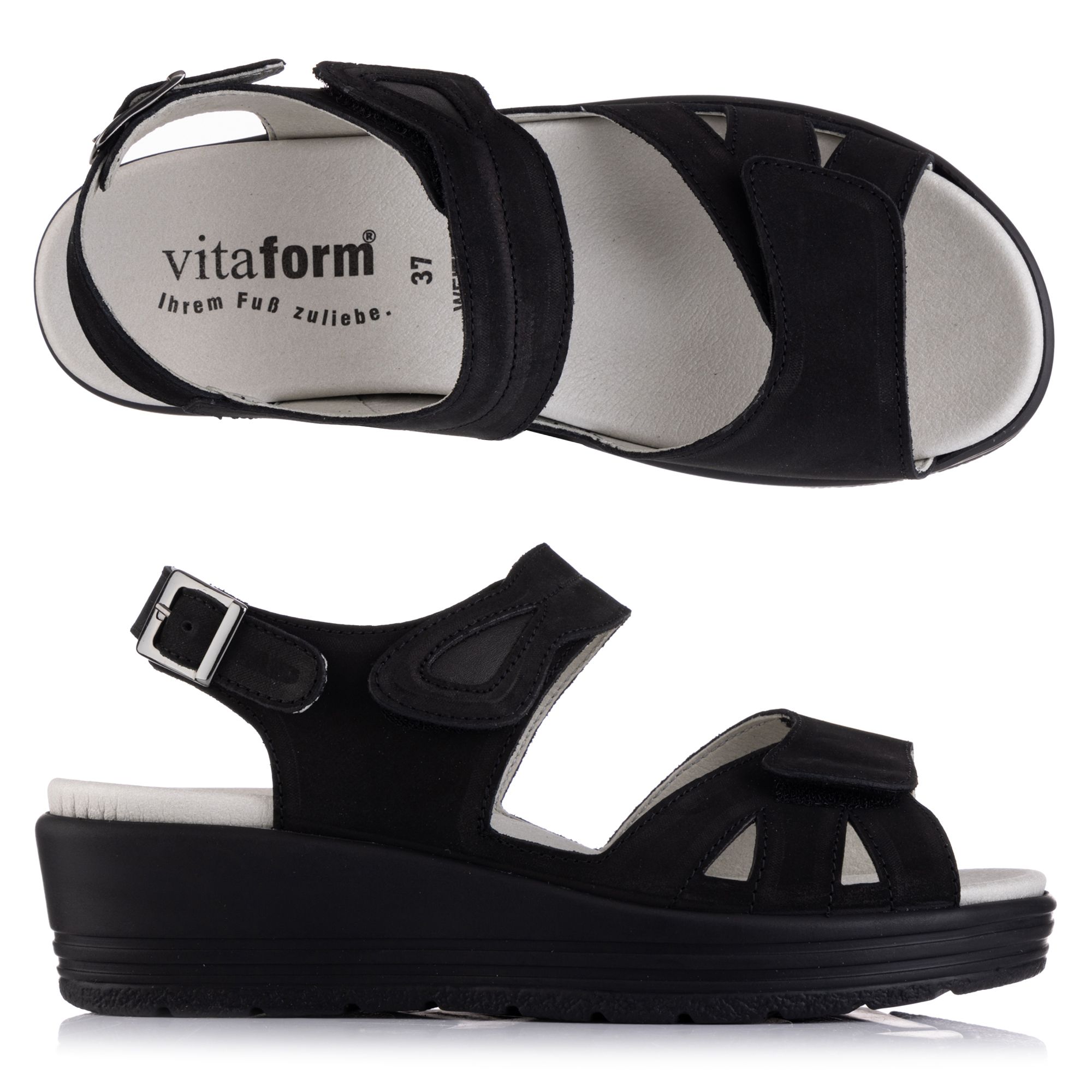 B-Ware VITAFORM Damen- Sandalette Softnubuk Klettverschlüsse