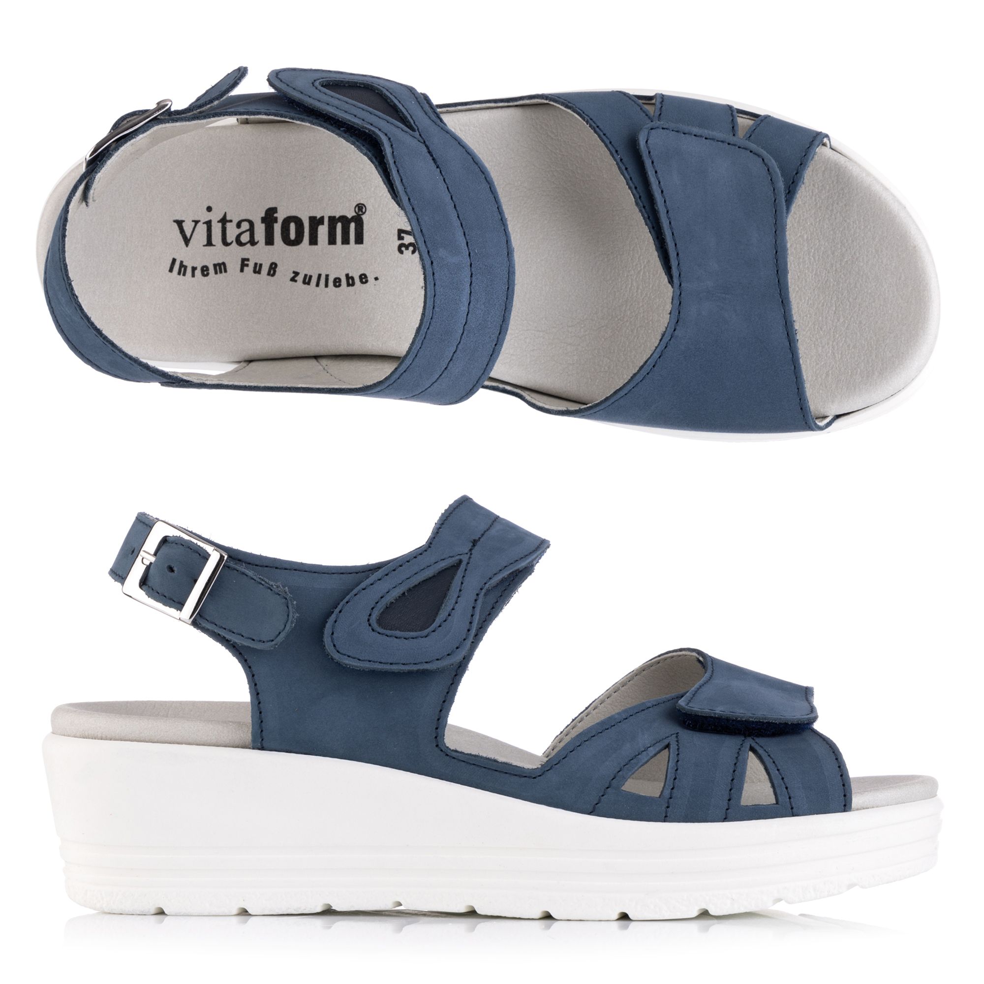 B-Ware VITAFORM Damen- Sandalette Softnubuk Klettverschlüsse