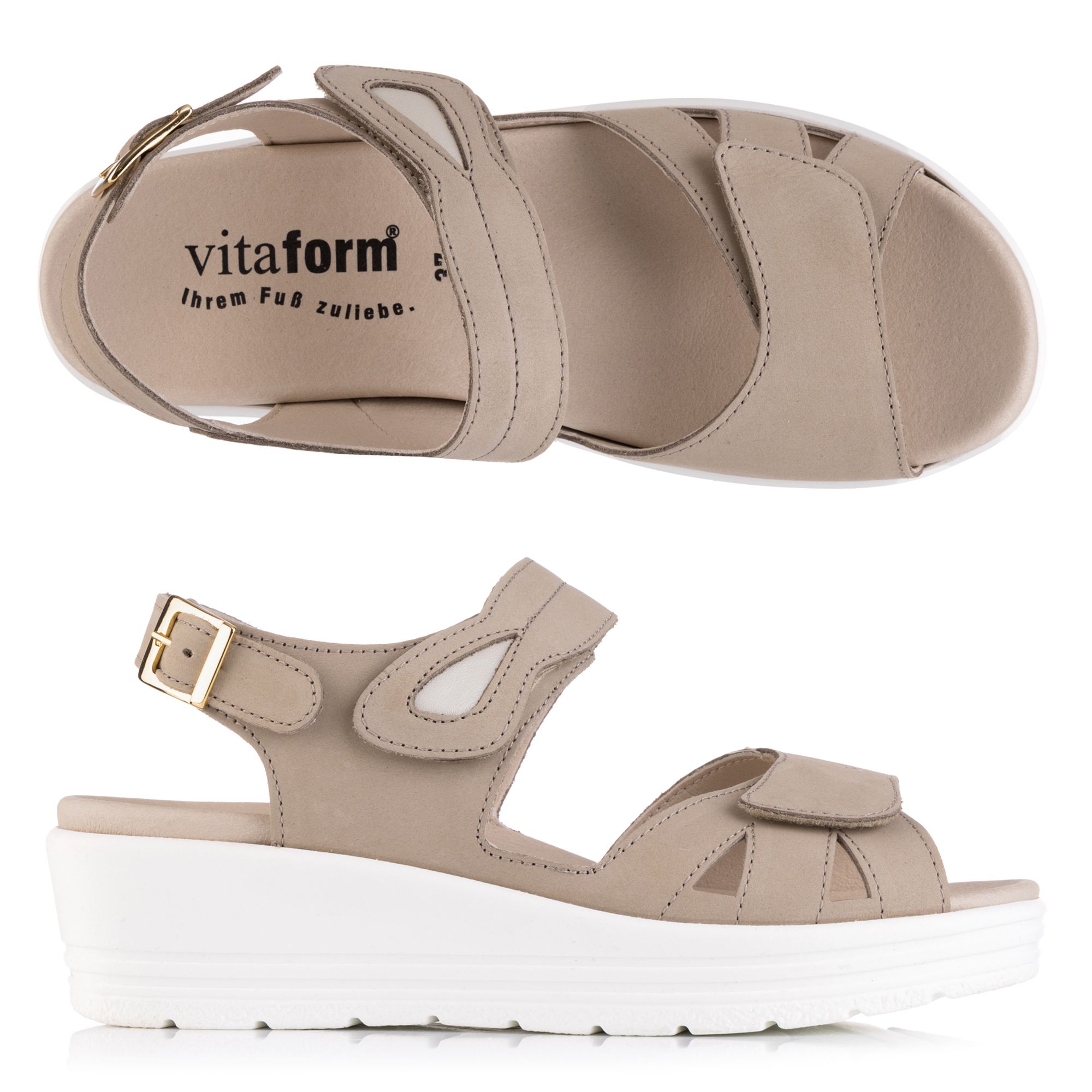 B-Ware VITAFORM Damen- Sandalette Softnubuk Klettverschlüsse
