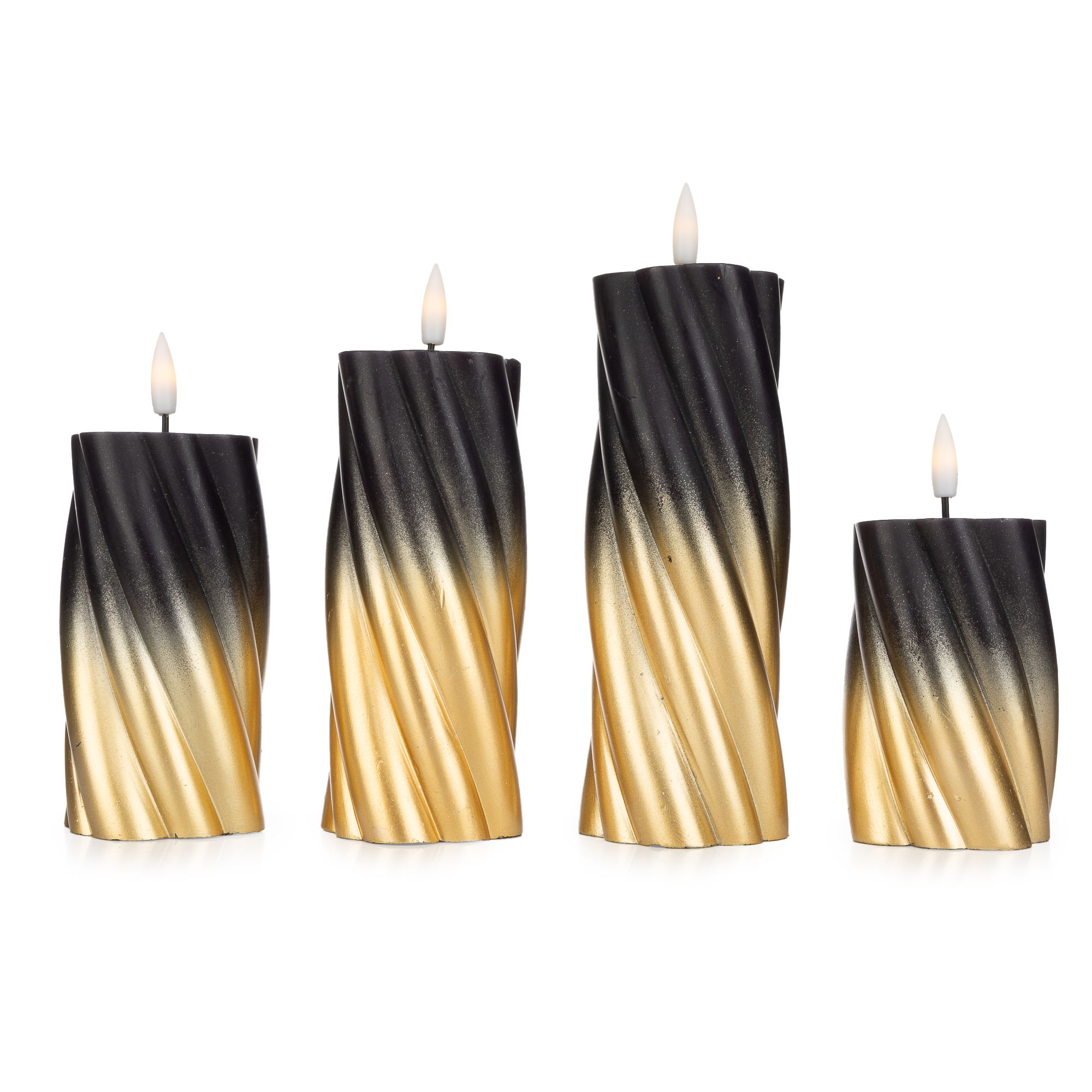 B-Ware ELAMBIA 4 LED-Slimlinekerzen gedrehte Form Flamme Luma, Timer