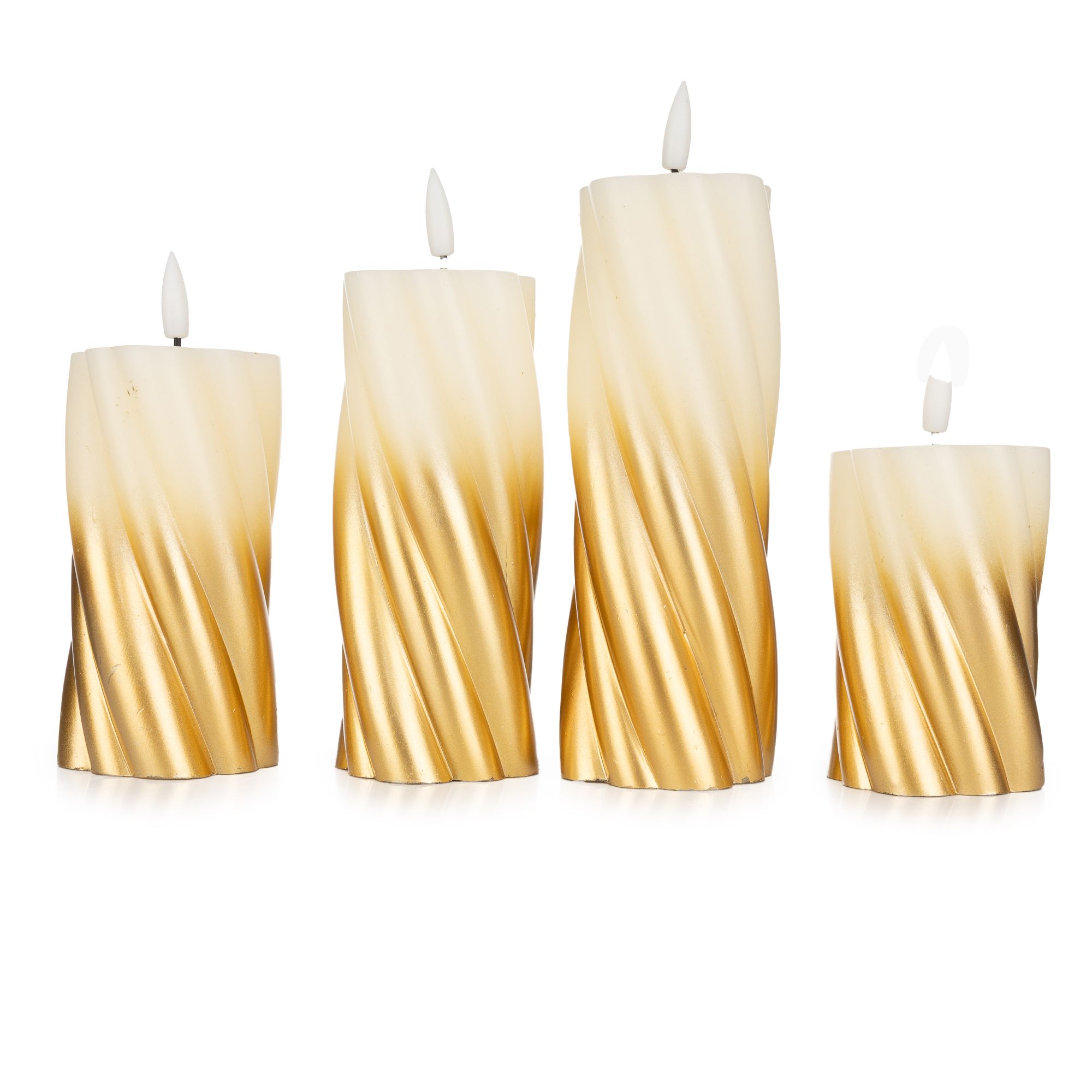 B-Ware ELAMBIA 4 LED-Slimlinekerzen gedrehte Form Flamme Luma, Timer