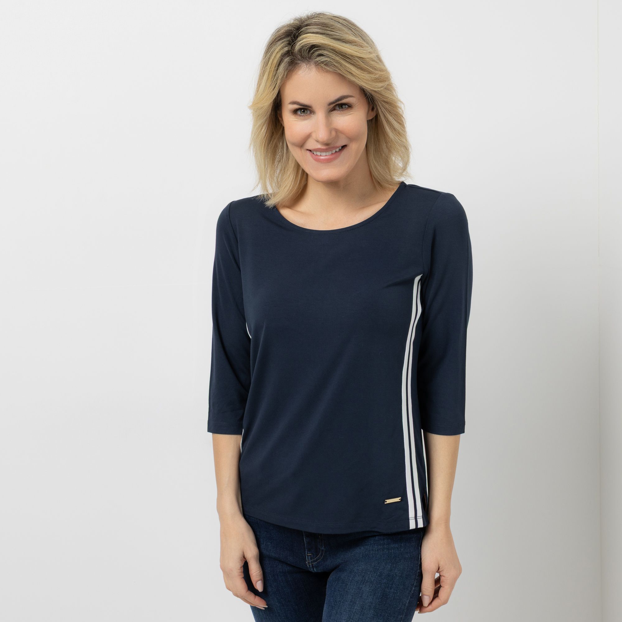 B-Ware AMINATI® Shirt, 3/4-Arm Rundhalsausschnitt Seitenschlitze