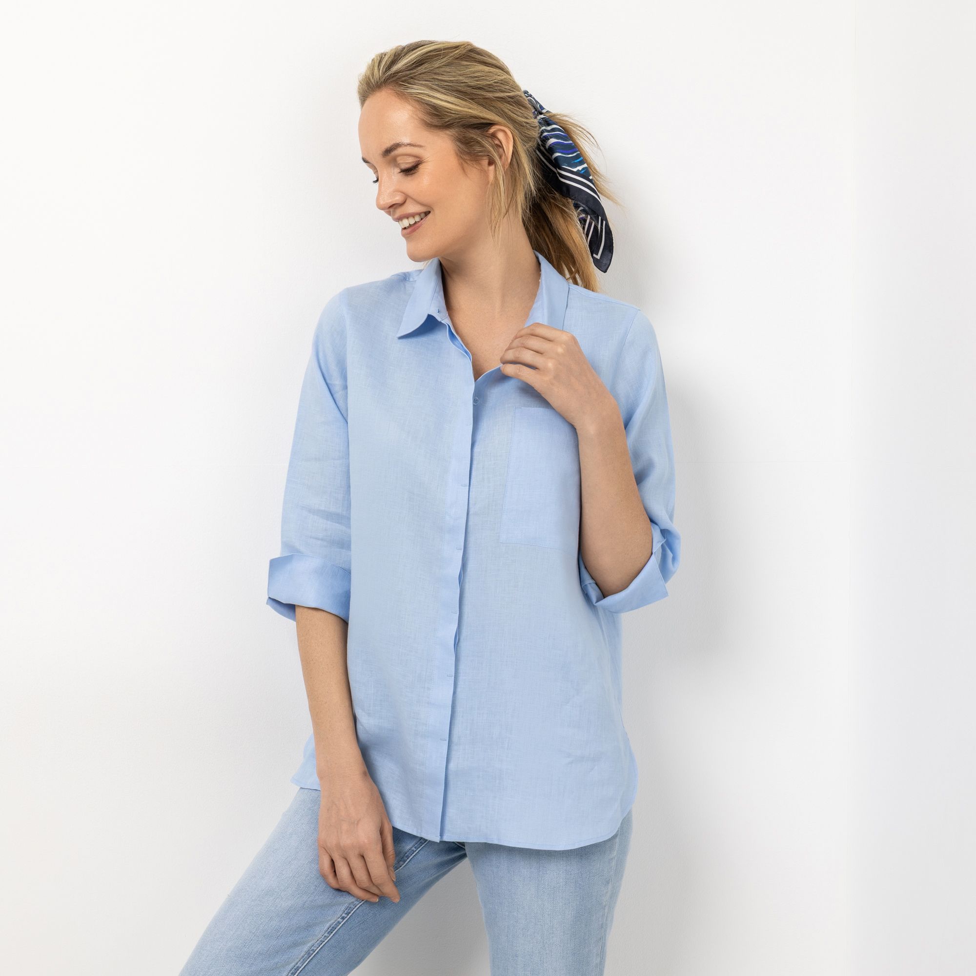 B-Ware STRANDFEIN Bluse Hemdblusenkragen 100% Leinen