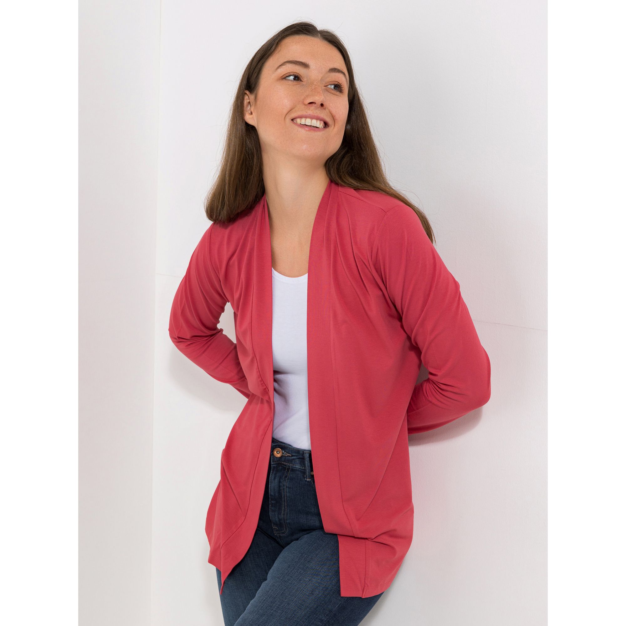 B-Ware DENIM & CO. Cardigan 1/1-Arm offene Form