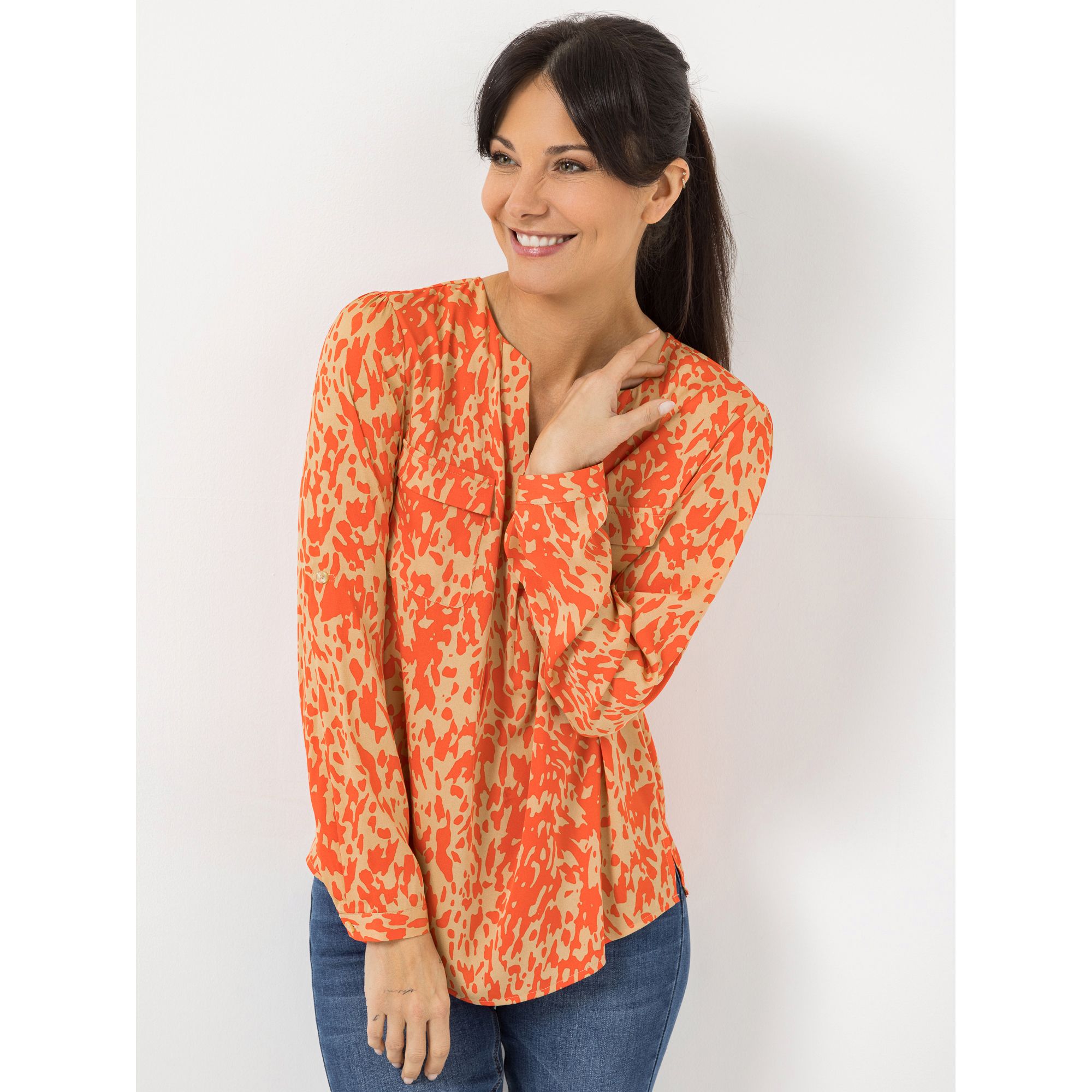 B-Ware STEFFEN SCHRAUT Bluse Mailand Serafino-Ausschnitt Ärmelriegel