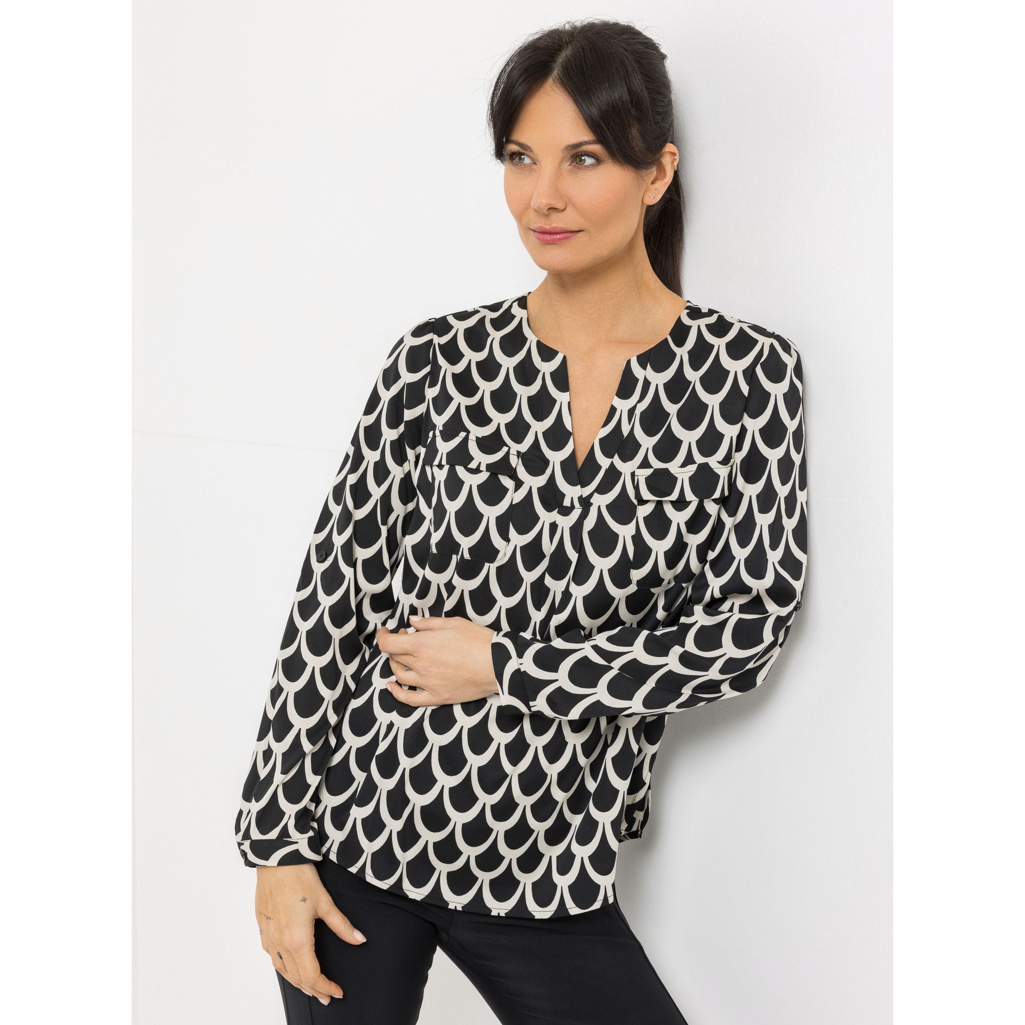 B-Ware STEFFEN SCHRAUT Bluse Mailand Serafino-Ausschnitt Ärmelriegel