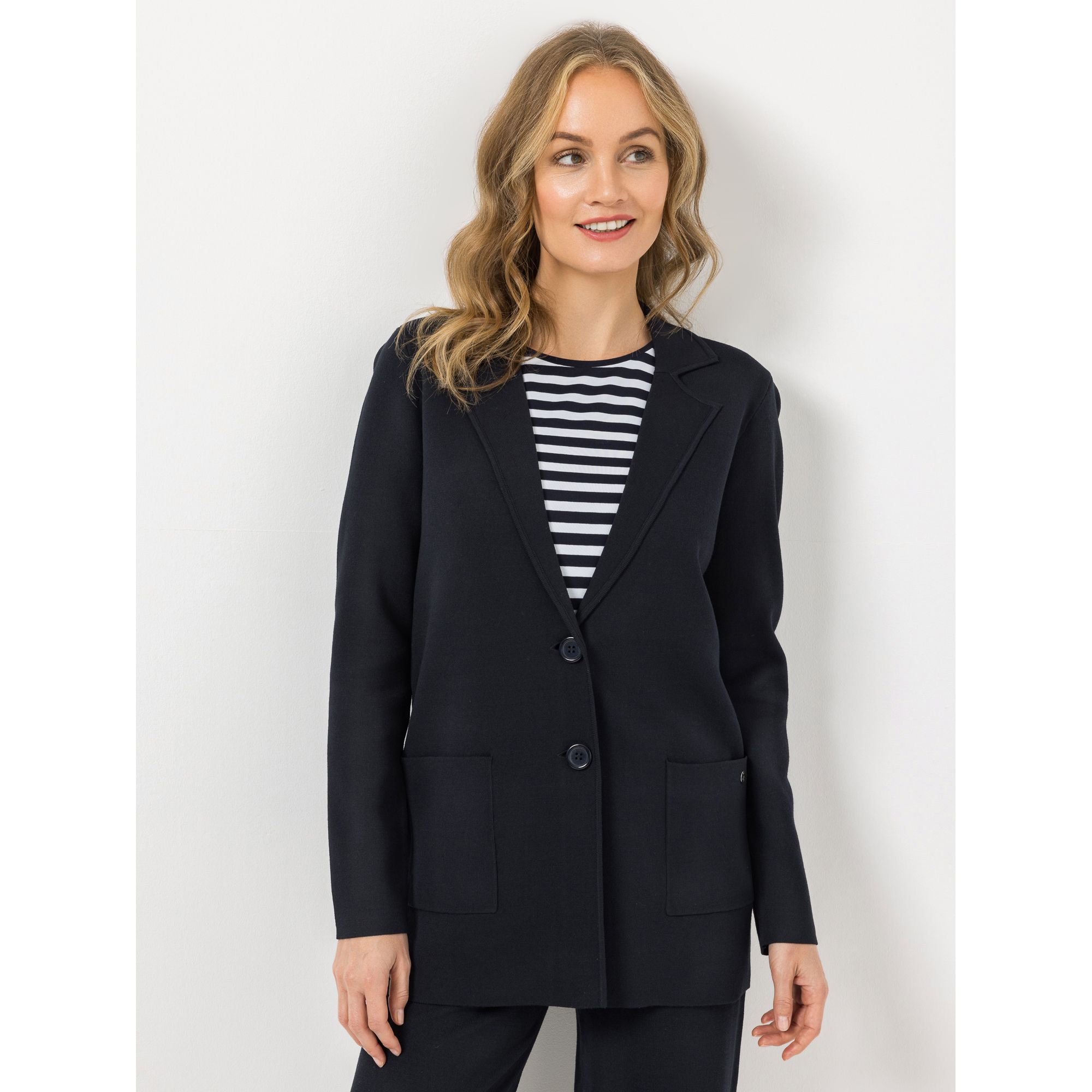 B-Ware STRANDFEIN Strickblazer Reverskragen Logoknöpfe