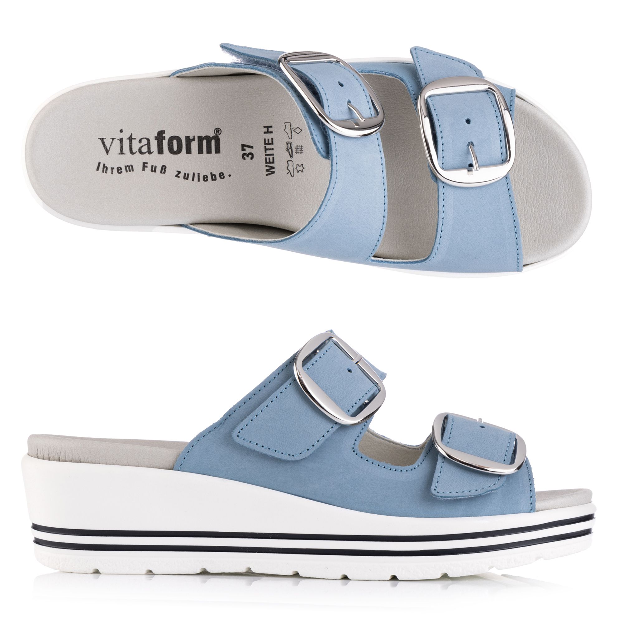 B-Ware VITAFORM Damen- Pantolette Softnubuk 2 große Schnallen