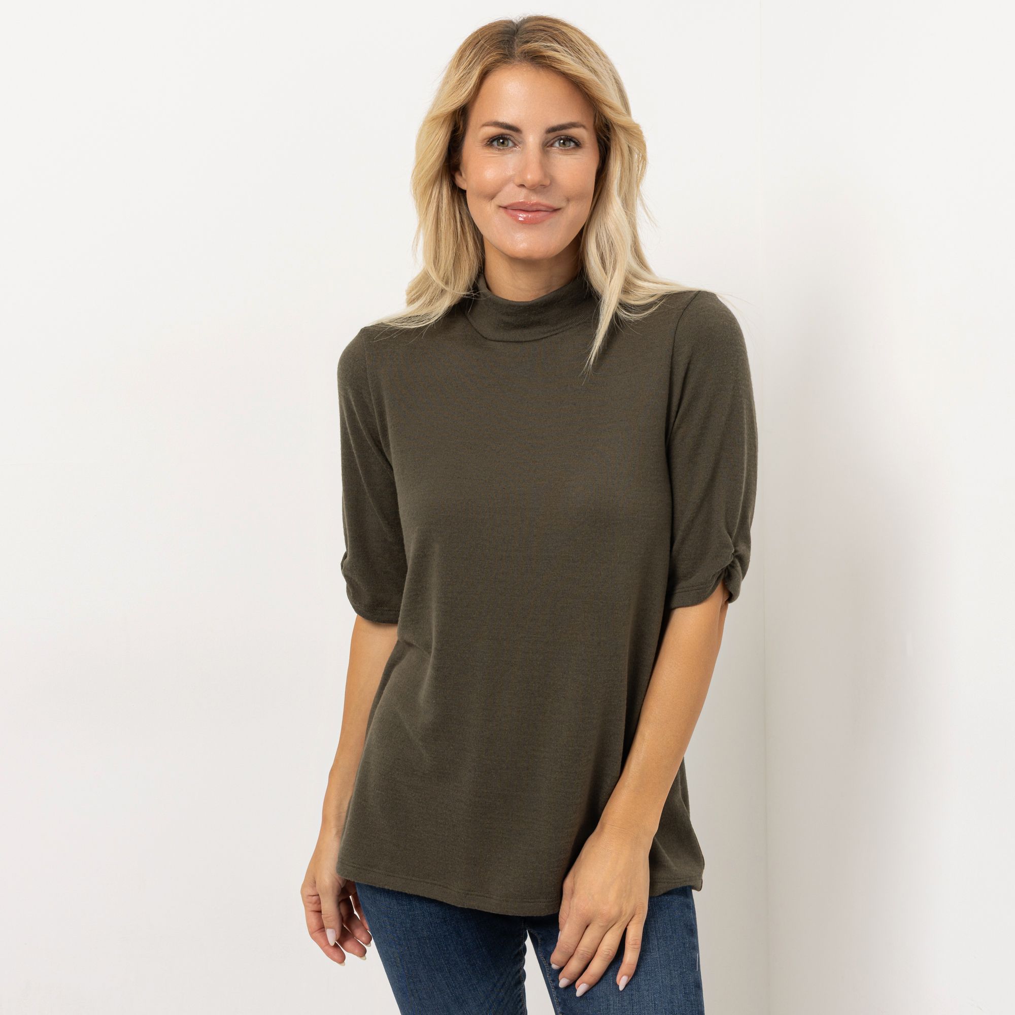 B-Ware KIM & CO. Shirt, langer 1/2-Arm Soft Touch Jersey Stehkragen