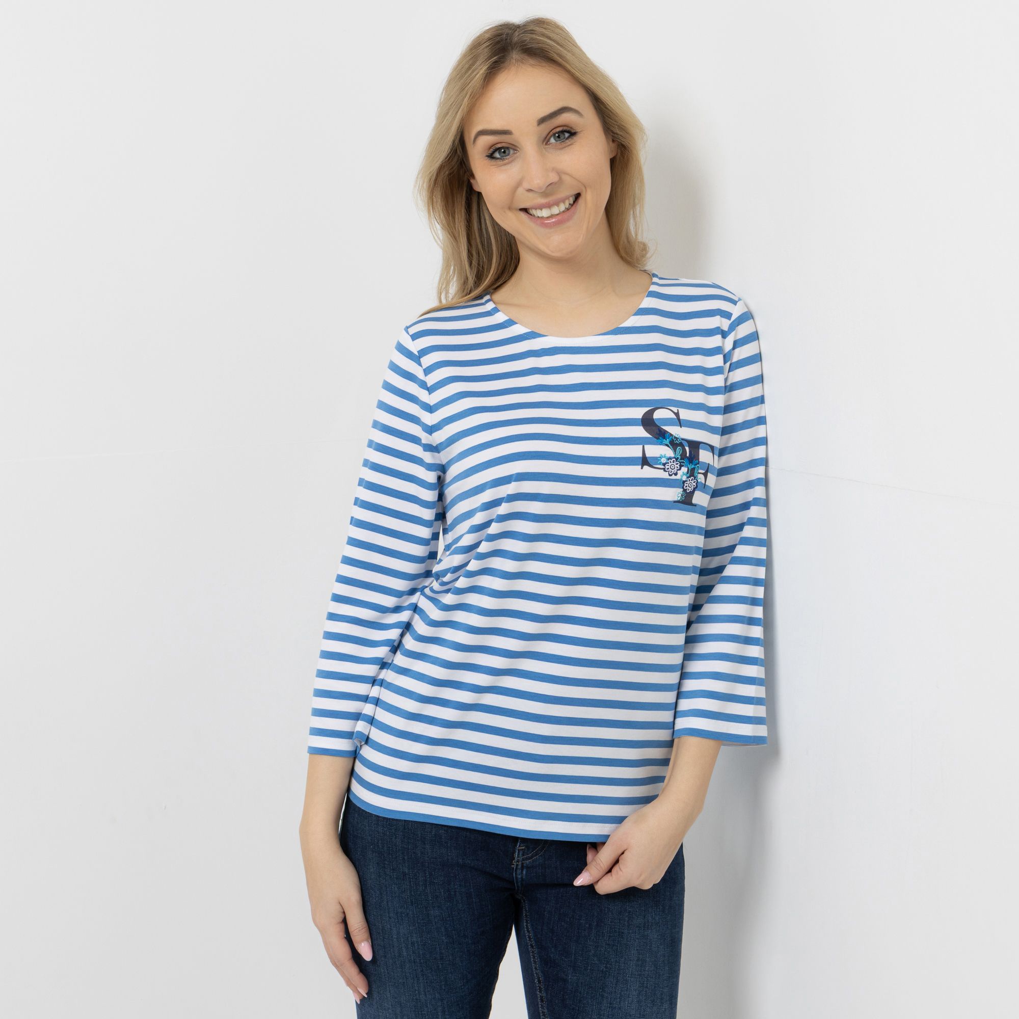 B-Ware STRANDFEIN Shirt, 3/4-Arm Rundhalsausschnitt Logo-Stickerei