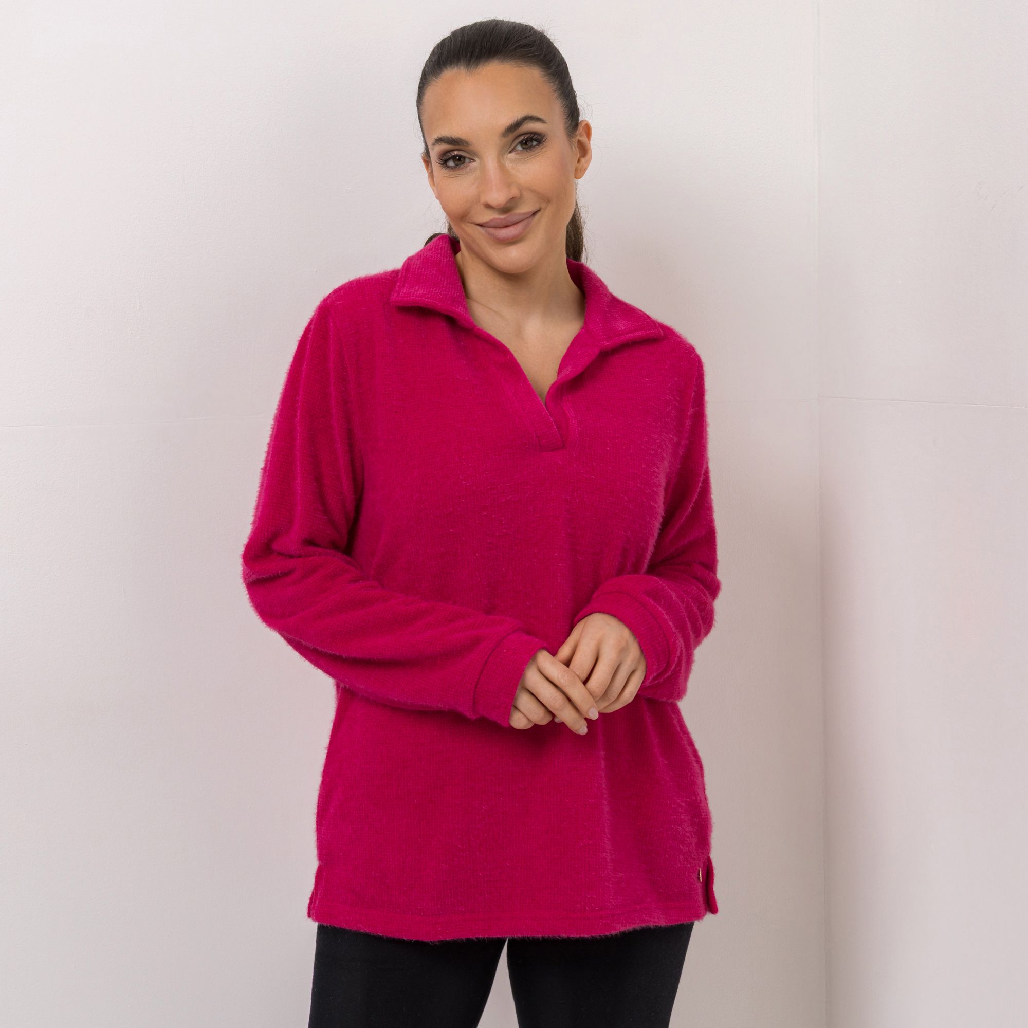 B-Ware MONT CHALET Damen-Pullover uni Angora-Fellimitat