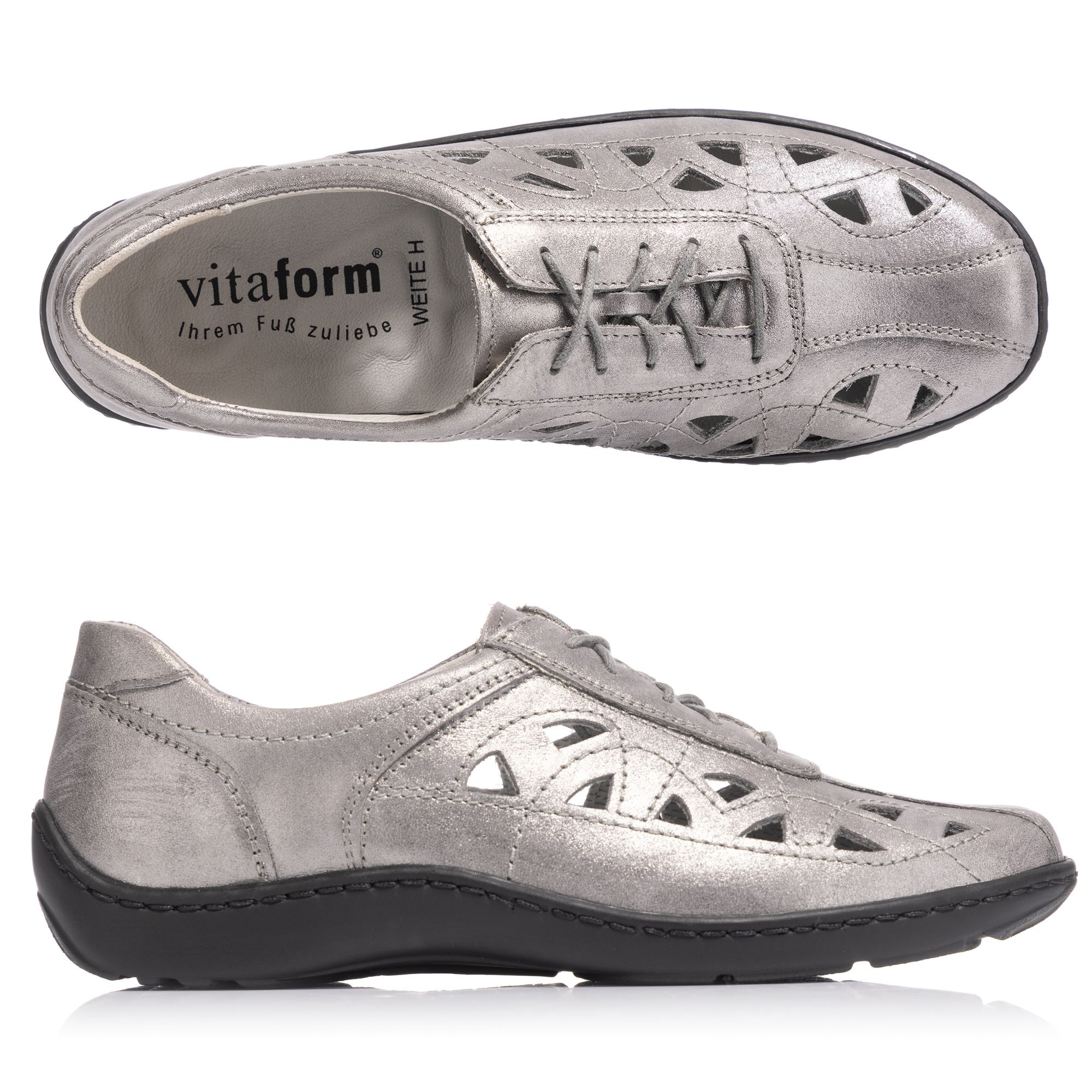 B-Ware VITAFORM Damen- Halbschuh Nappa Metallic Lochmuster