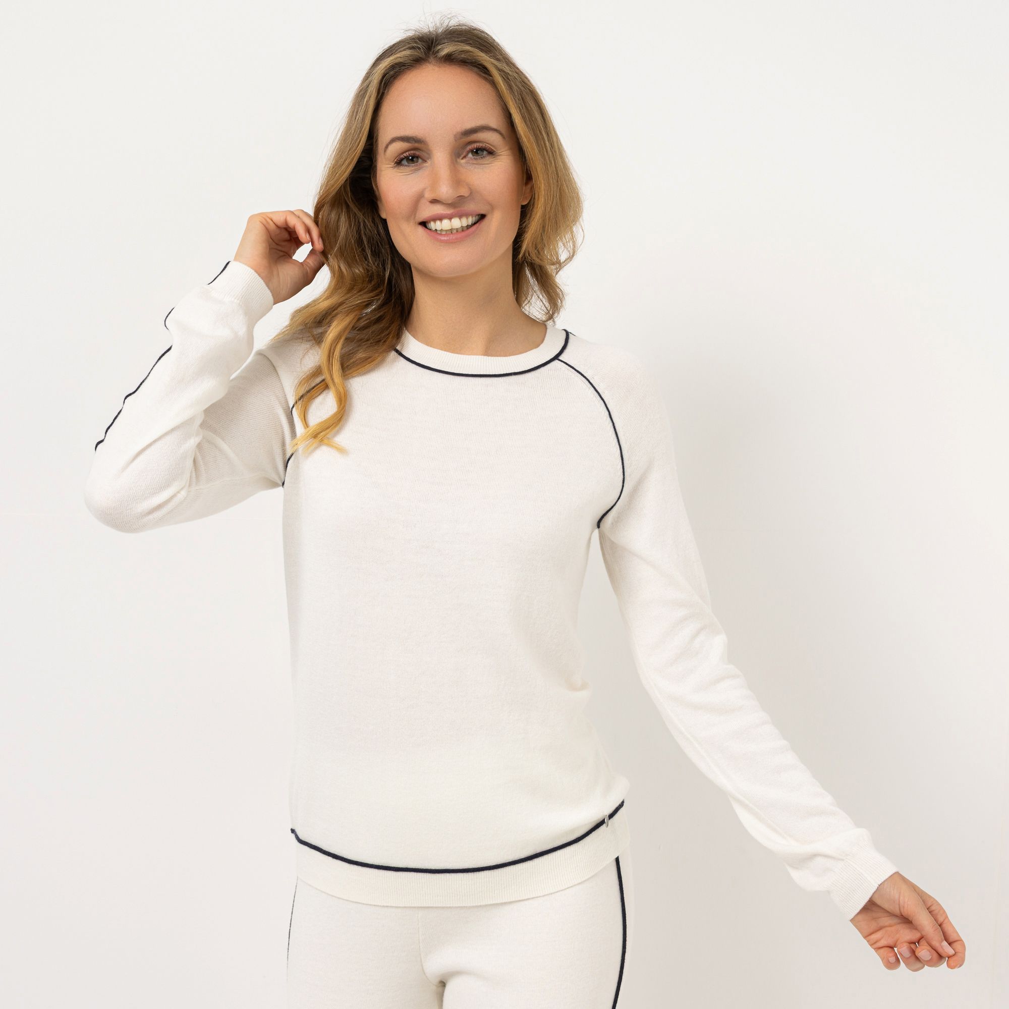 B-Ware STRANDFEIN Pullover Rundhalsausschnitt Kontrastpiping