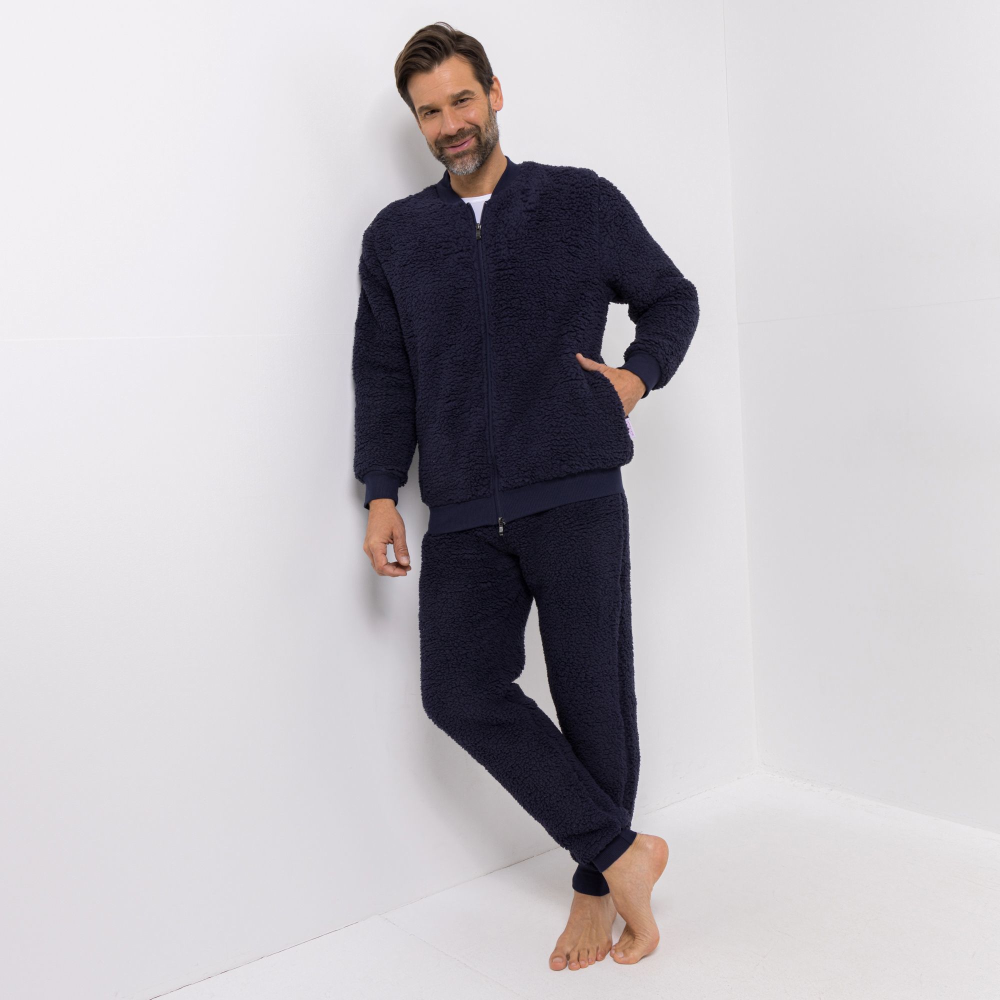 B-Ware MONT CHALET Herren-Hausanzug,2tlg College Stil Schäfchenfell