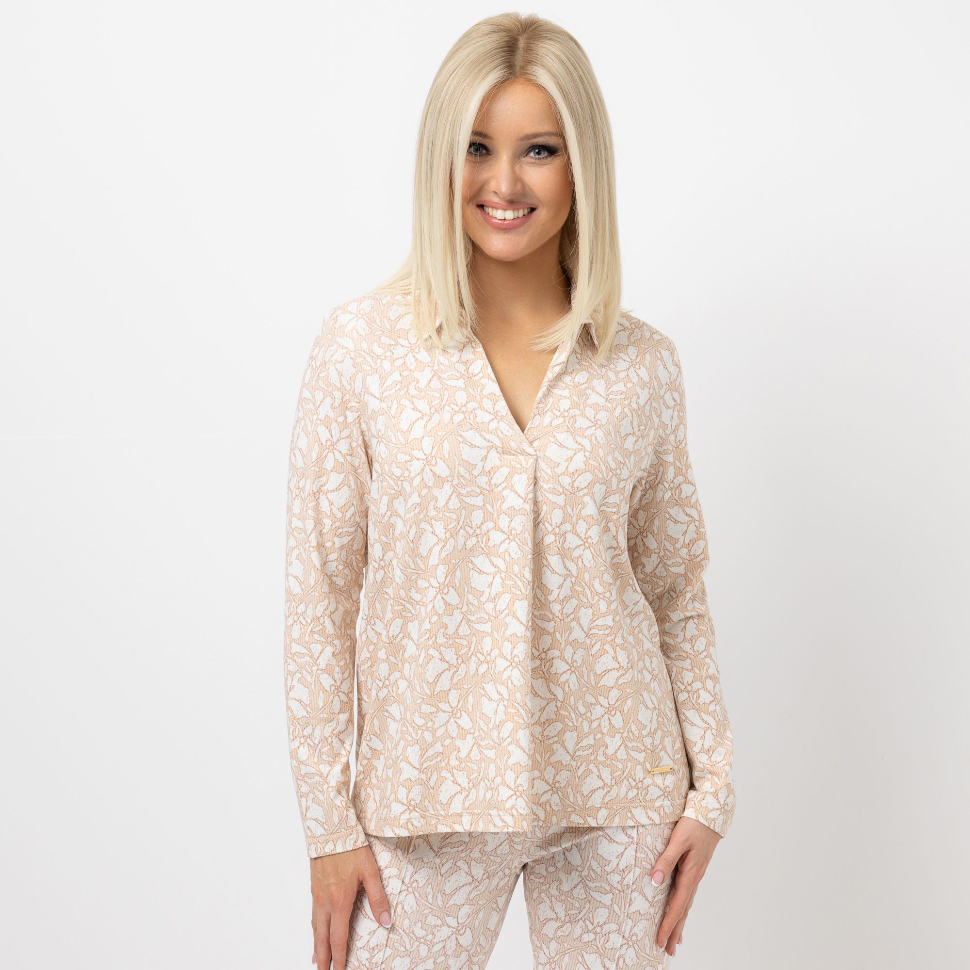 B-Ware AMINATI® Jerseybluse, langarm V-Ausschnitt mit Kragen