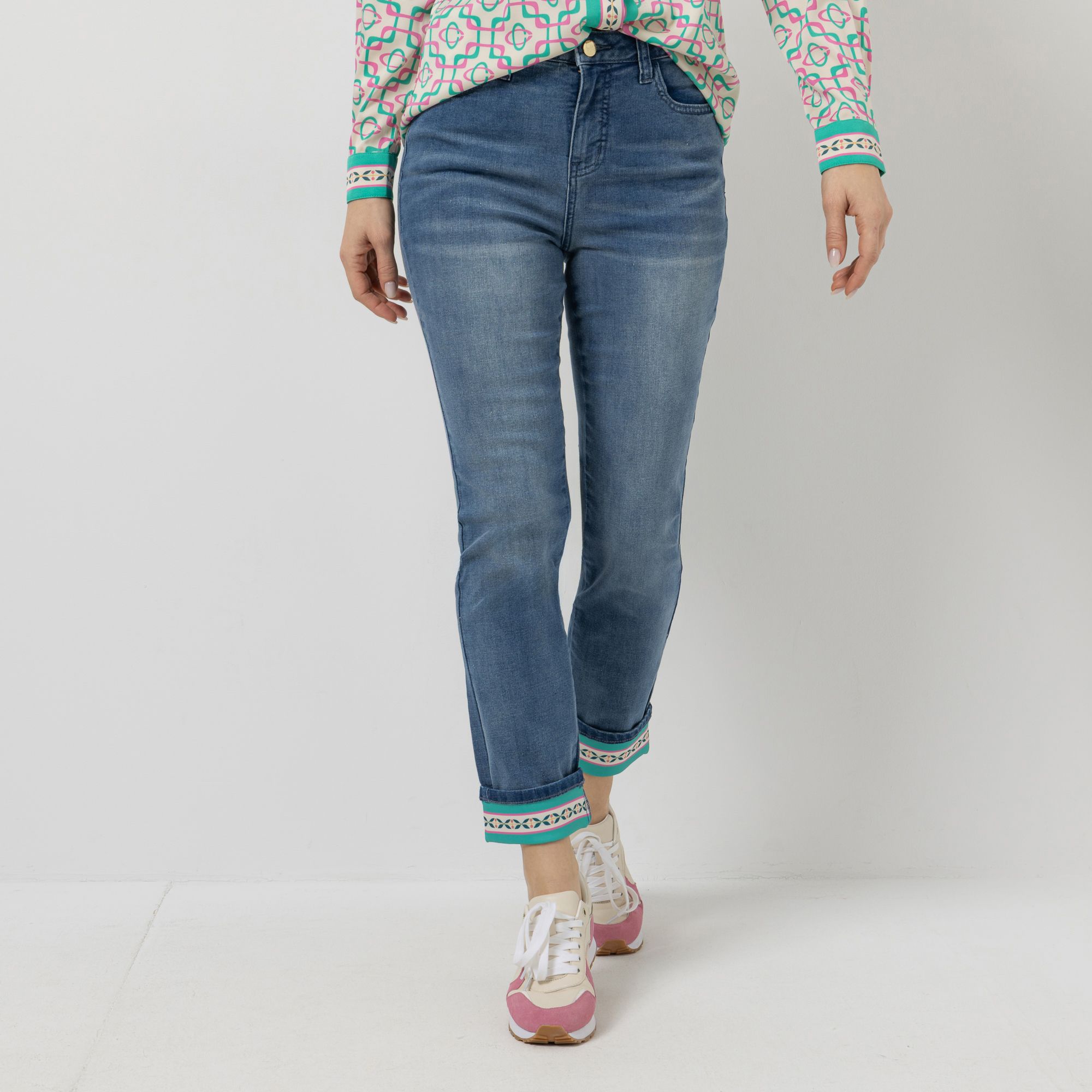 B-Ware VIA MILANO Jeans, lange Form 5-Pocket-Style schmales Bein