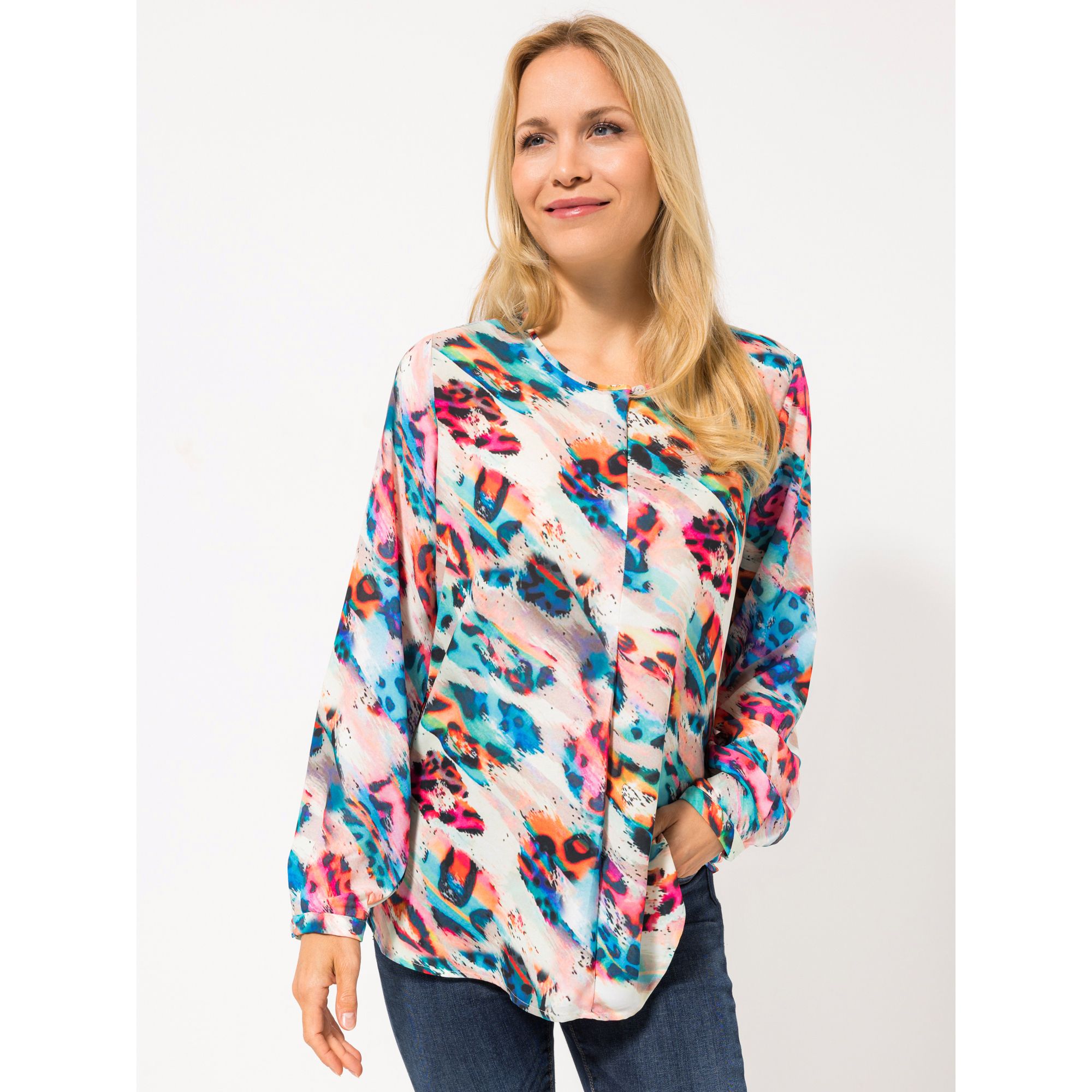 B-Ware DINE 'N' DANCE Bluse Allover-Druck Rundhalsausschnitt