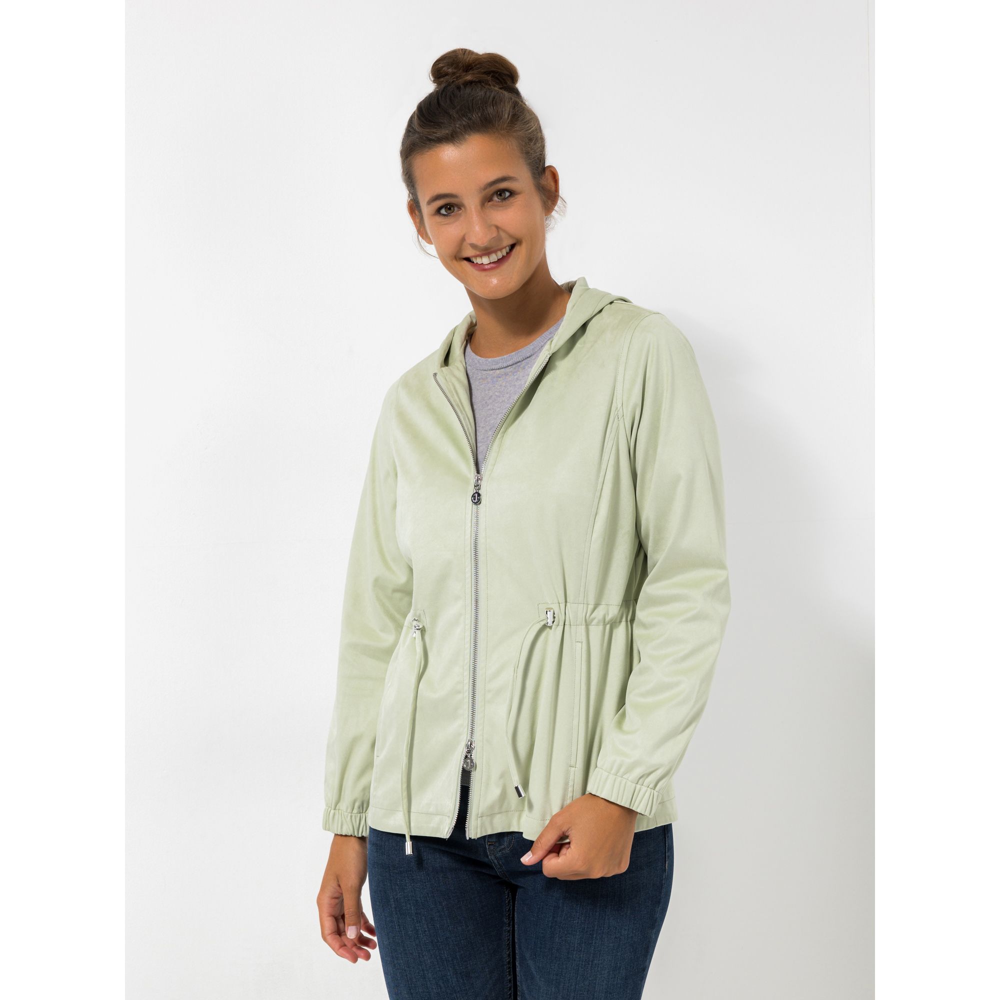 B-Ware EVA LUTZ Jacke, Kapuze Veloursleder-Optik Reißverschluss