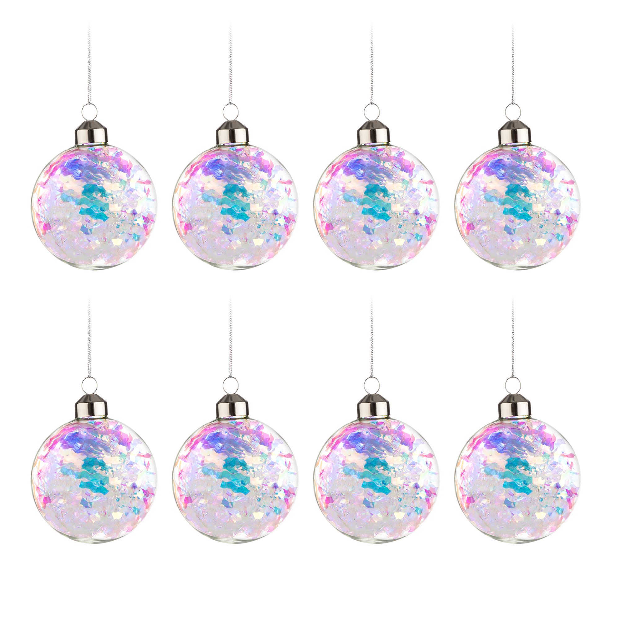 B-Ware ABELLA Xmas 8 Weihnachtskugeln Glitterfüllung irrisierend