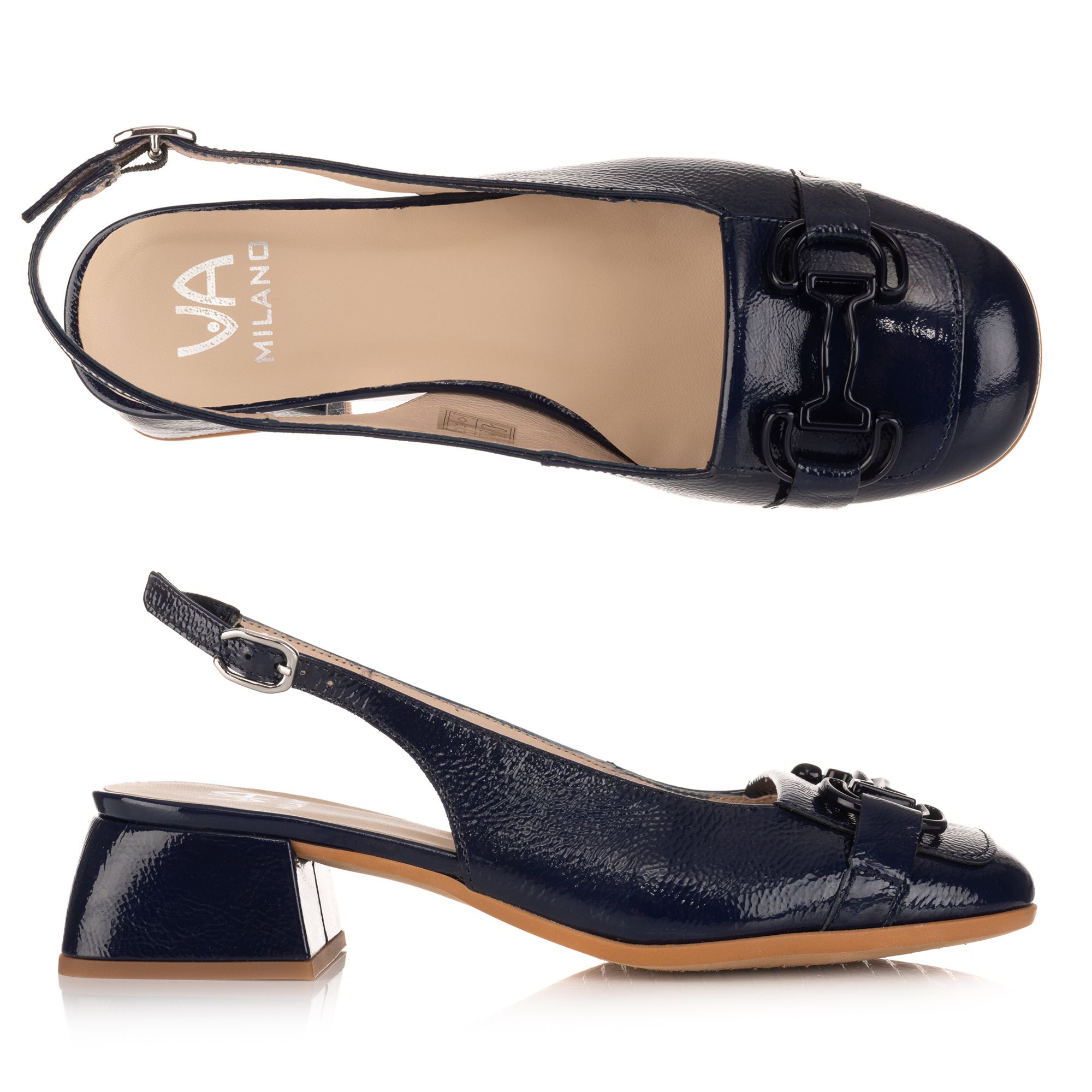 B-Ware VIA MILANO Damen-Sandale echt Leder Schmuckdetail