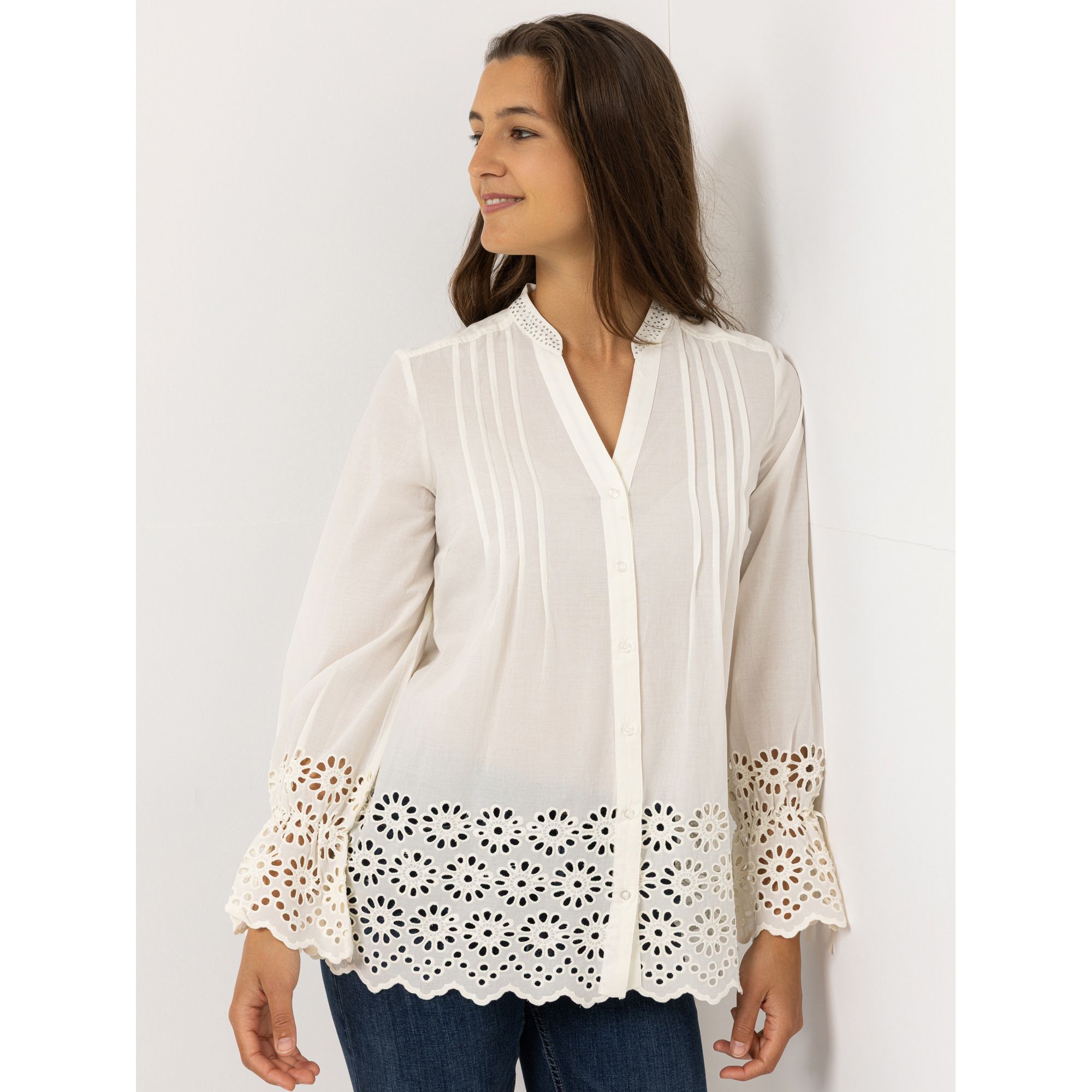 B-Ware DAWID by Dawid Tomaszewski Bluse, Langarm Strass-Details