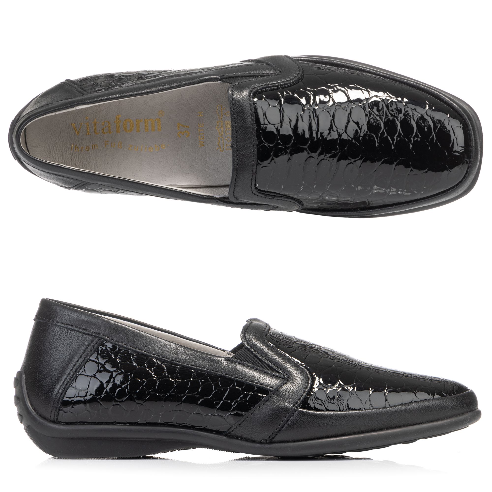 B-Ware VITAFORM Damen- Slipper Leder/ Stretch Struktur- Optik