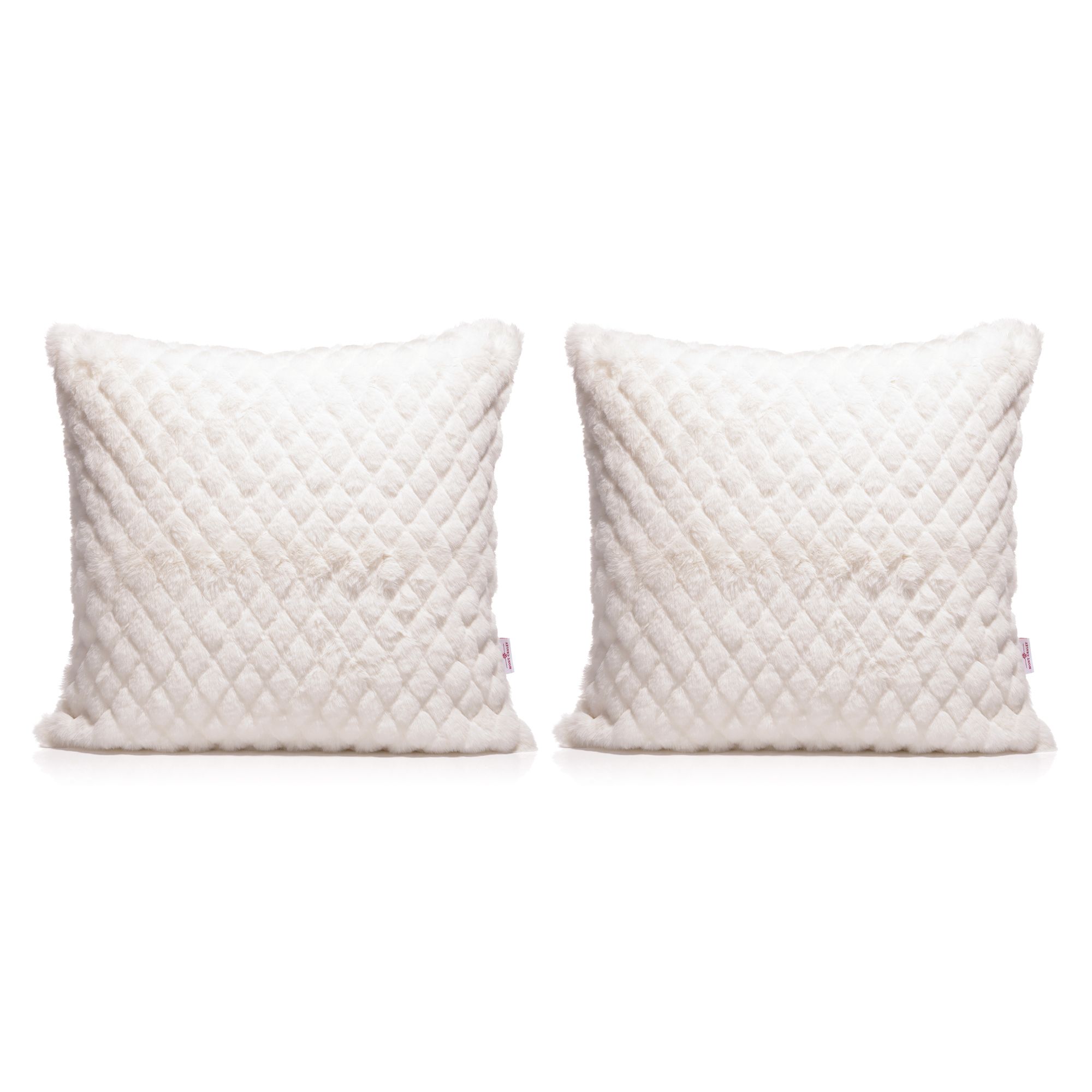 B-Ware MONT CHALET 2 Kissenhüllen Lammfell-Imitat Diamant-Jacquard