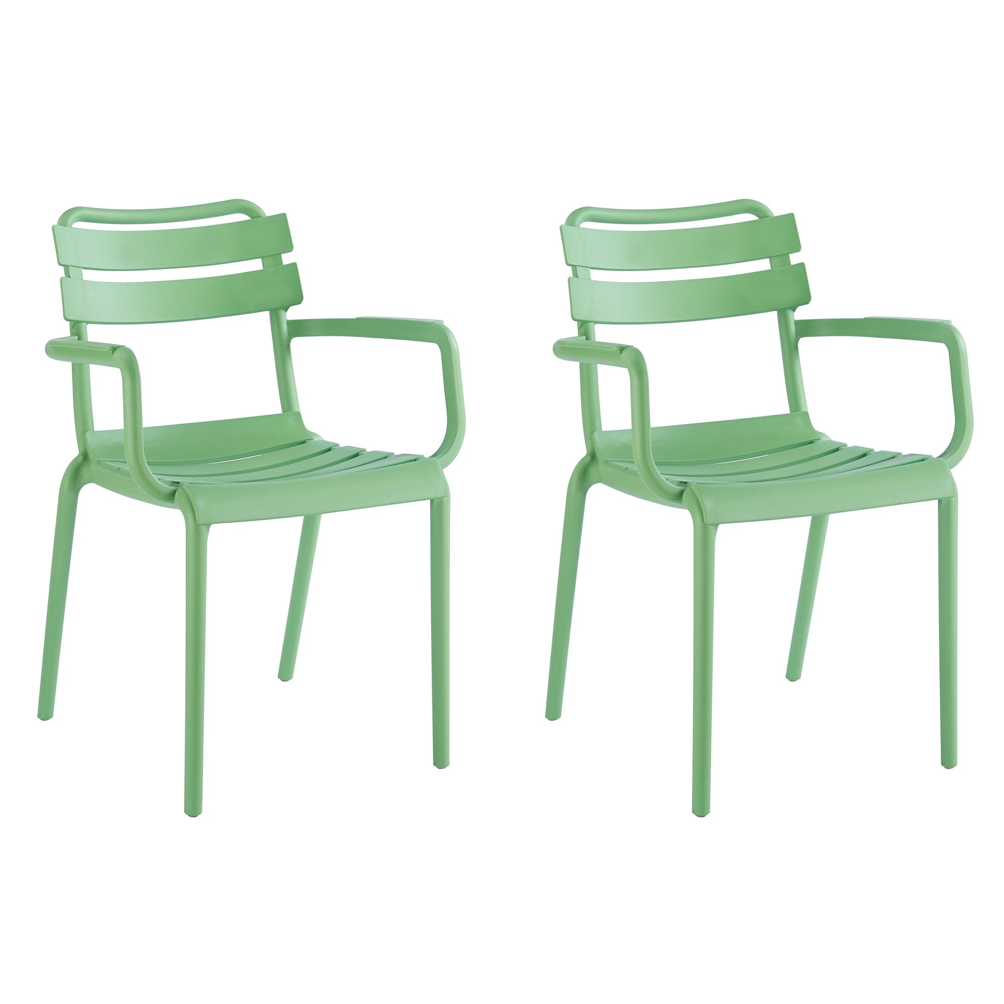 B-Ware GREEN LOUNGE 2 Stapelstühle mit Armlehne fiberglasverstärkt
