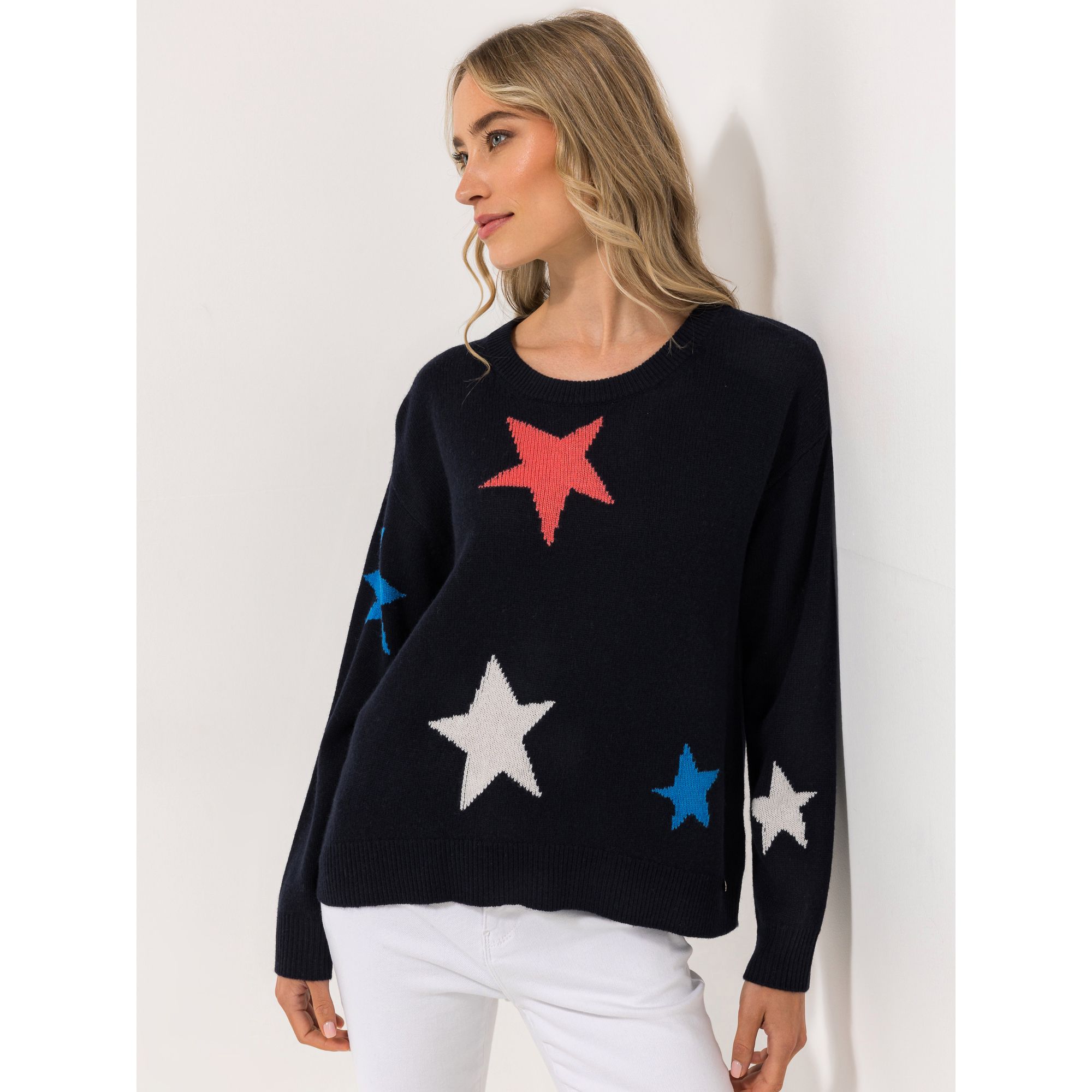 B-Ware STRANDFEIN Pullover Rundhalsausschnitt Sternen-Intarsie