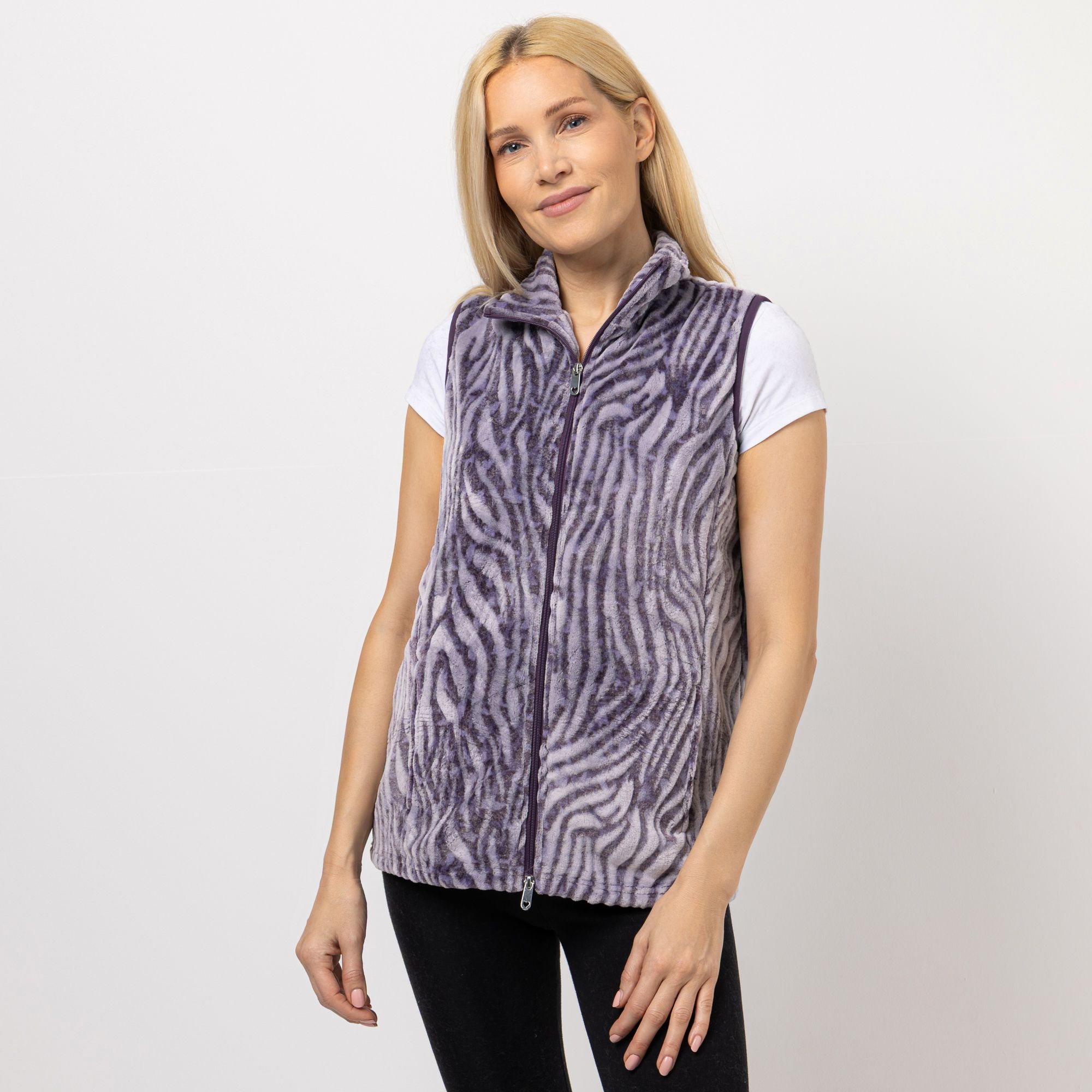 B-Ware MONT CHALET Damen-Weste 3D-Animaldesign Mikrofaser Chinchilla