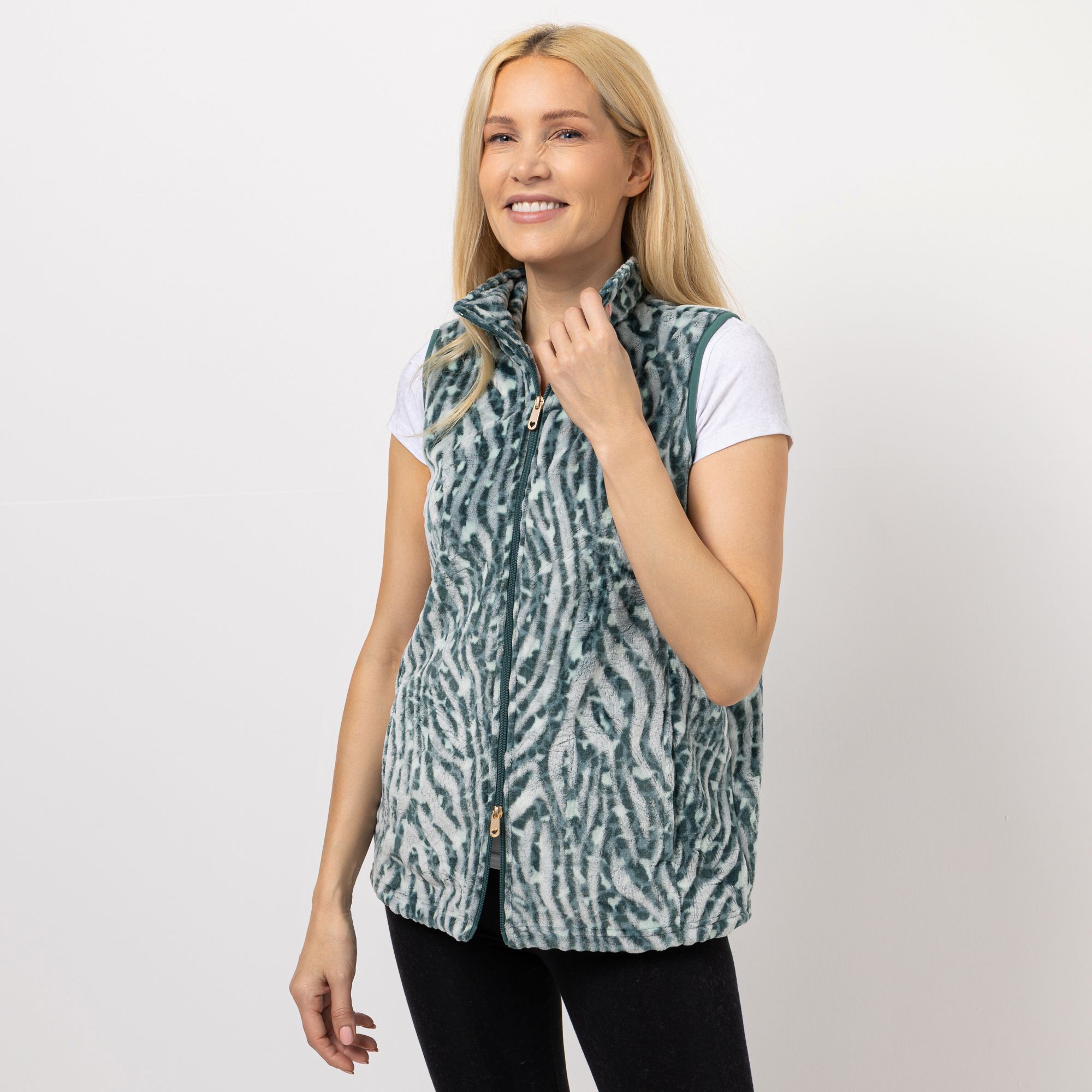 B-Ware MONT CHALET Damen-Weste 3D-Animaldesign Mikrofaser Chinchilla