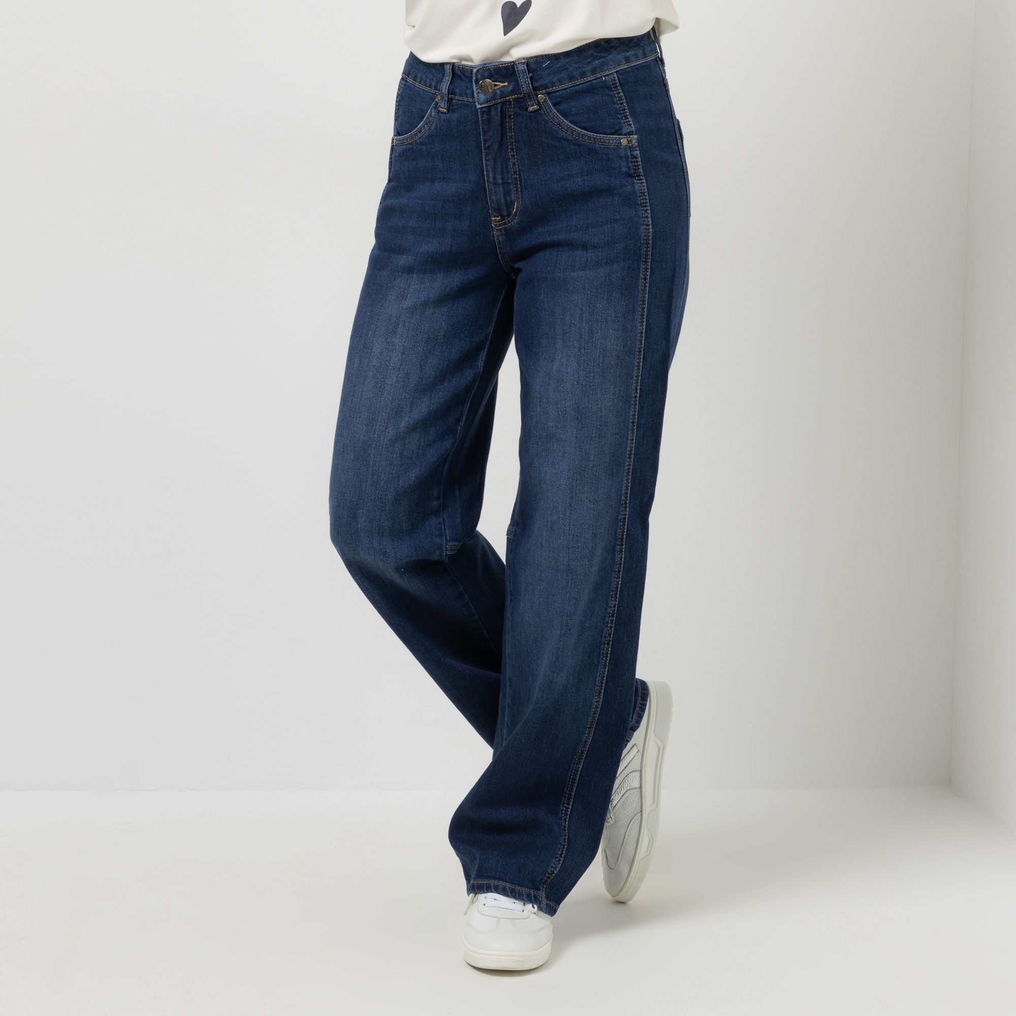 B-Ware EVA LUTZ Jeanshose Teilungsnähte lange Form