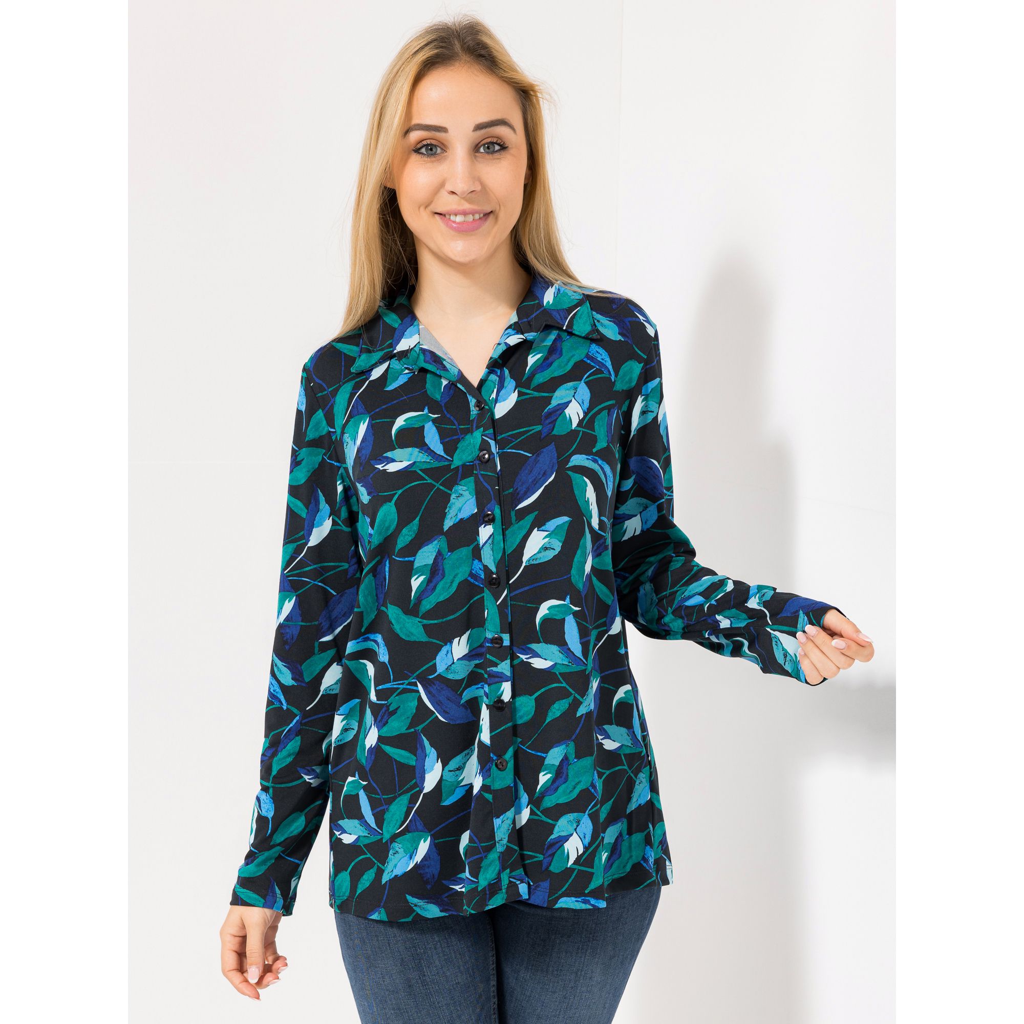 B-Ware KIM & CO. Shirt, Langarm Brazil Knit Jersey Knopfleiste