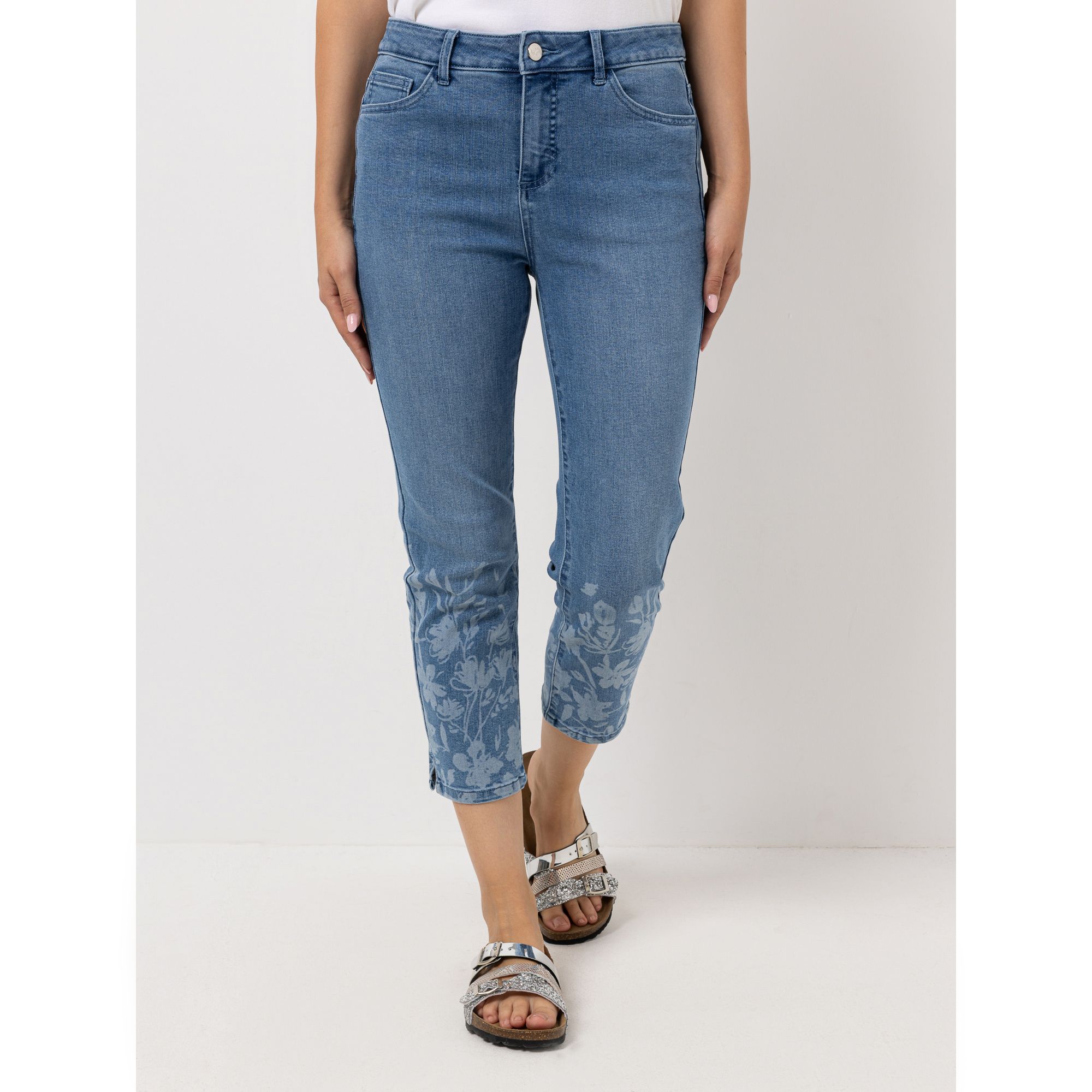 B-Ware VIA MILANO Jeans, 7/8-Länge Mid-Waist Blumen-Print