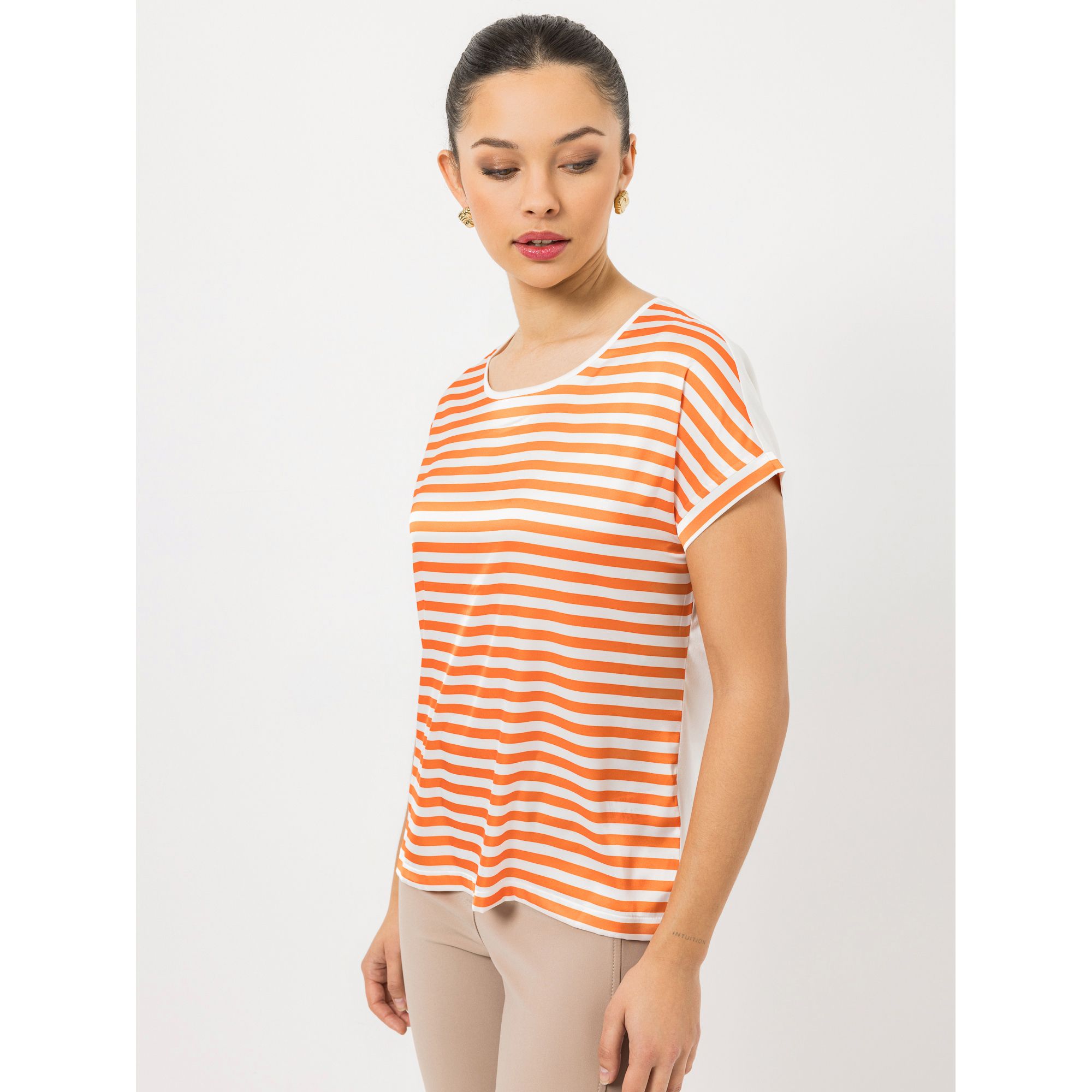 B-Ware STEFFEN SCHRAUT Blusenshirt, Havanna Rundhalsausschnitt Materialmix