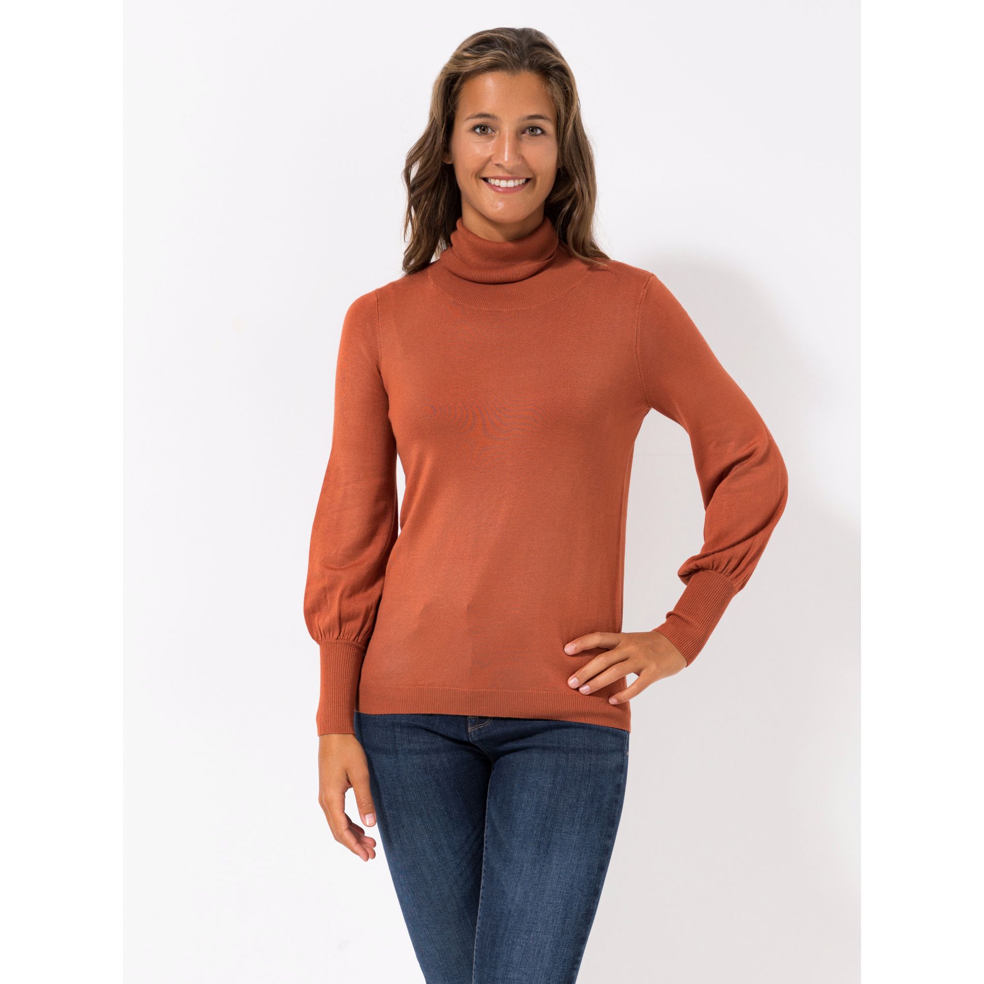 B-Ware VIA MILANO Pullover, 1/1-Arm Rollkragen Rippbund-Abschlüsse