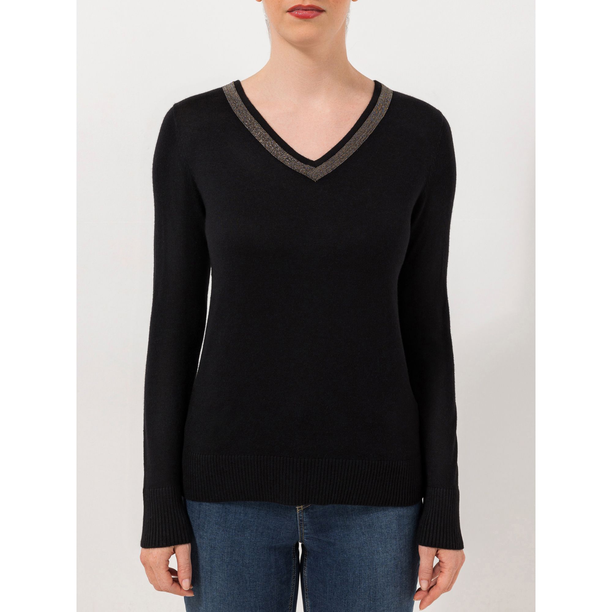 B-Ware STEFFEN SCHRAUT Pullover V-Ausschnitt Zierband