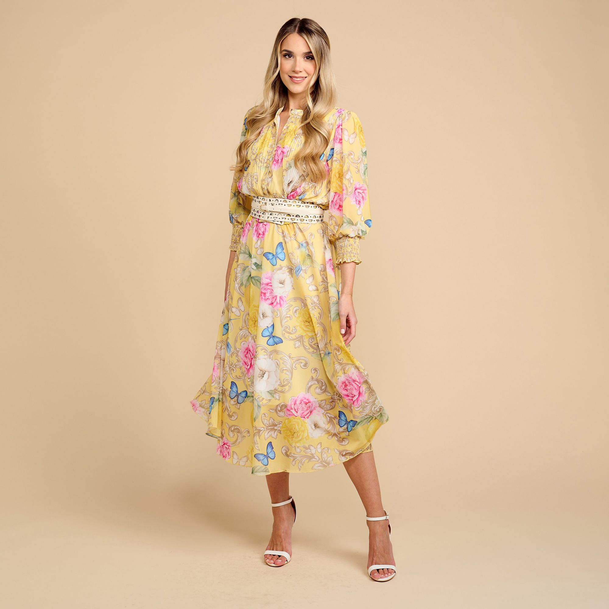 B-Ware SCHIFFHAUER MUNICH® Kleid, 1/1-Arm Volant-Saum halbe Knopfleiste