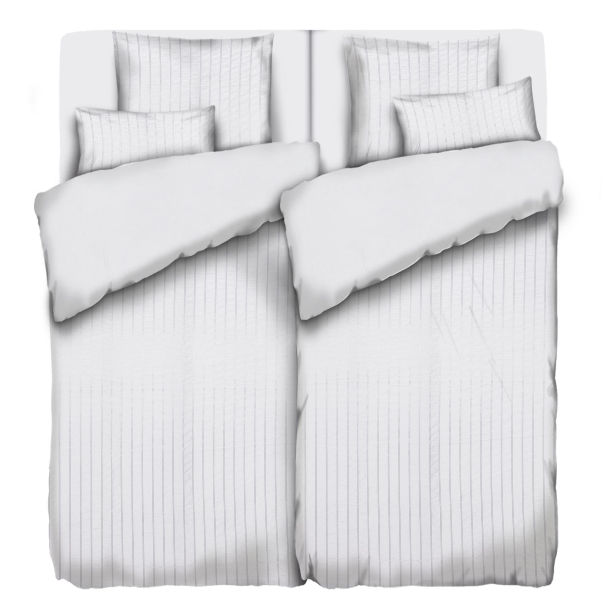 B-Ware SOFT WAVE Wendebettwäsche uni, breite Streifen Doppelbett, 8tlg.