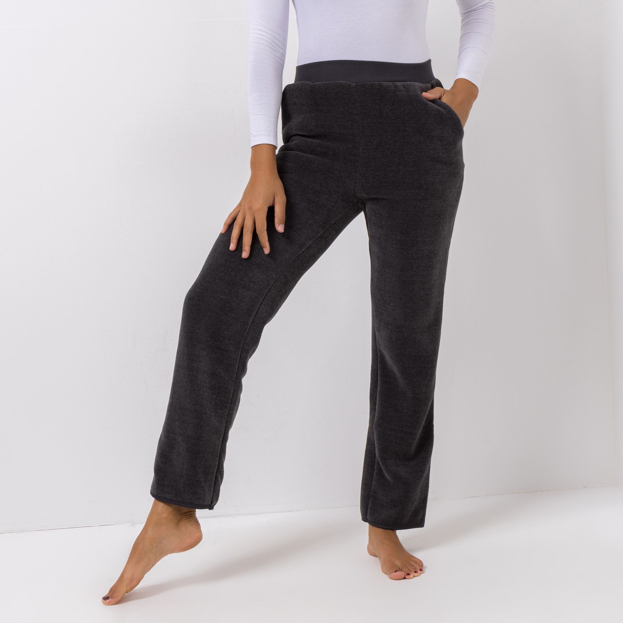 B-Ware MONT CHALET Damen-Hose uni Mikrofaser Edelplüsch