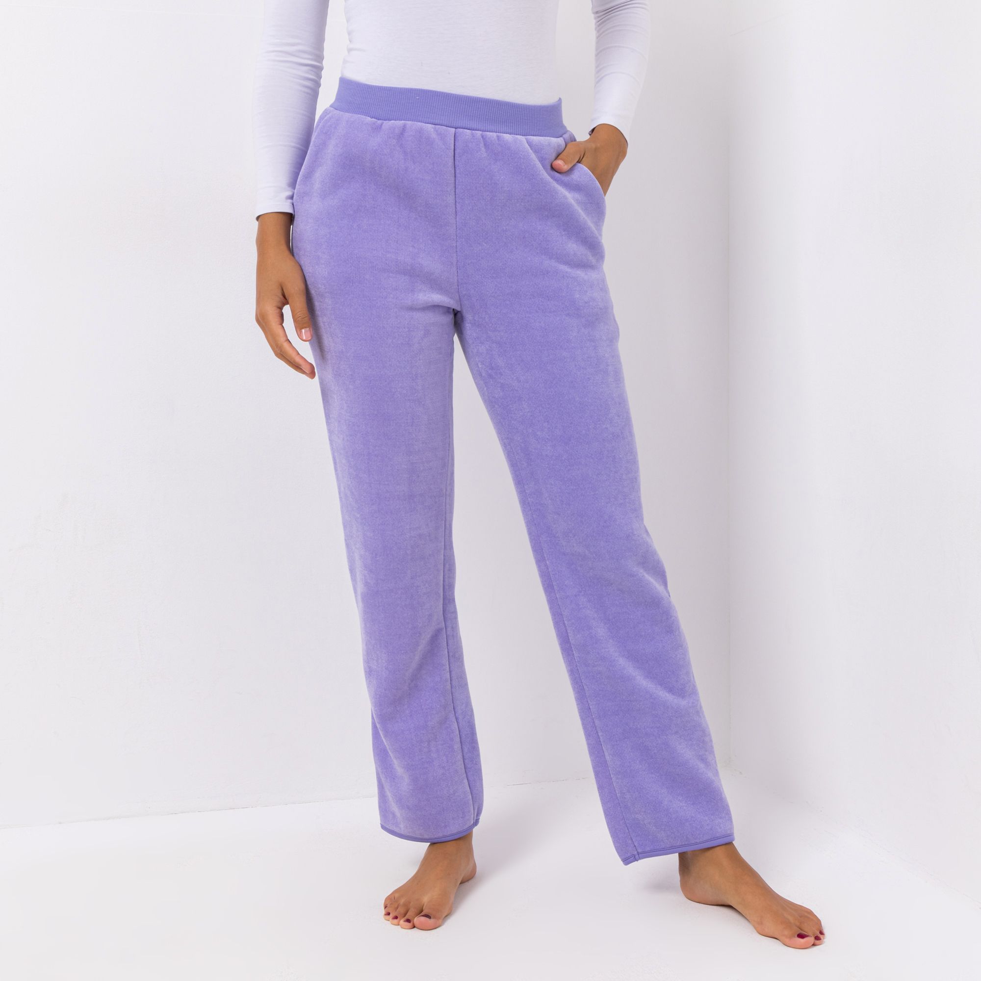 B-Ware MONT CHALET Damen-Hose uni Mikrofaser Edelplüsch