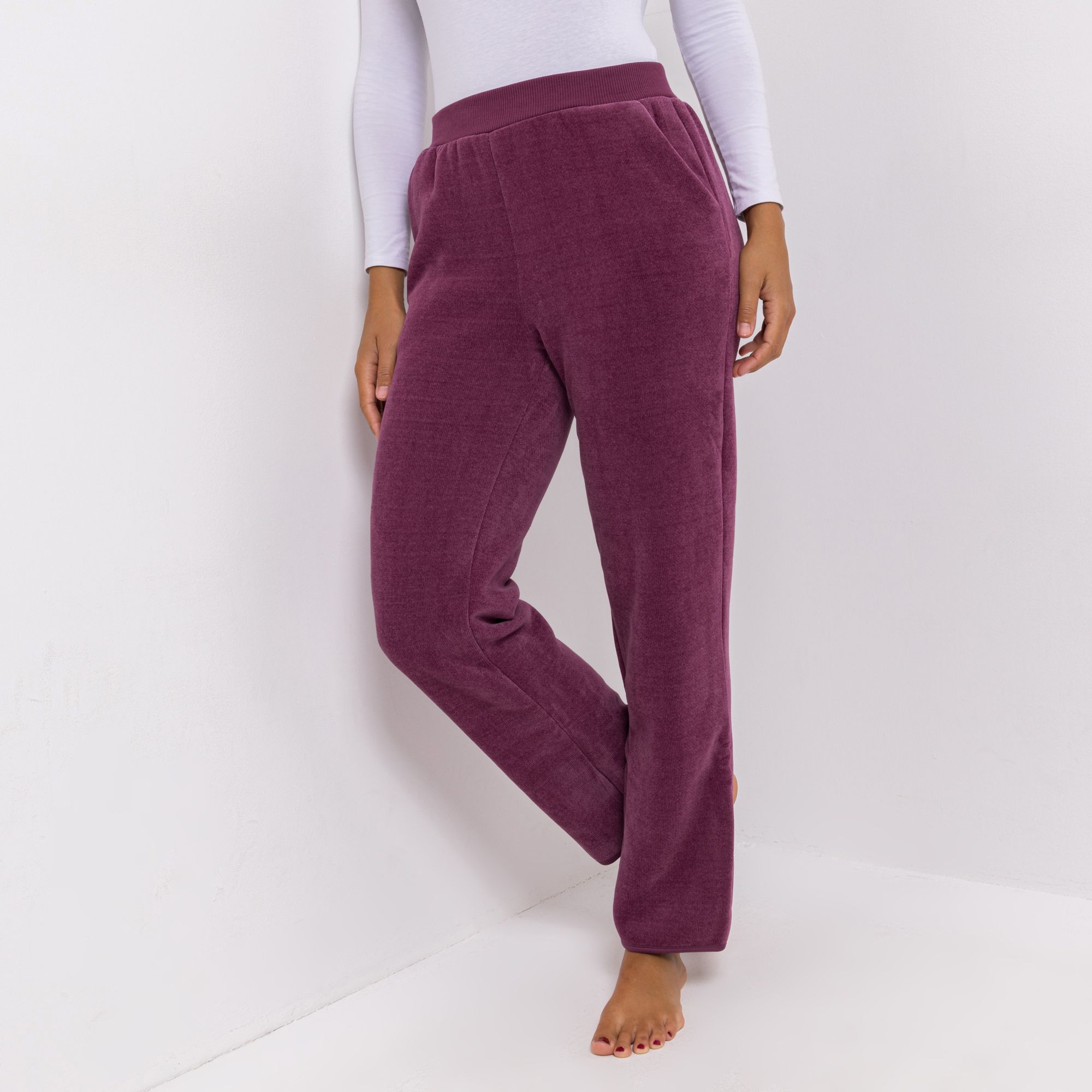 B-Ware MONT CHALET Damen-Hose uni Mikrofaser Edelplüsch