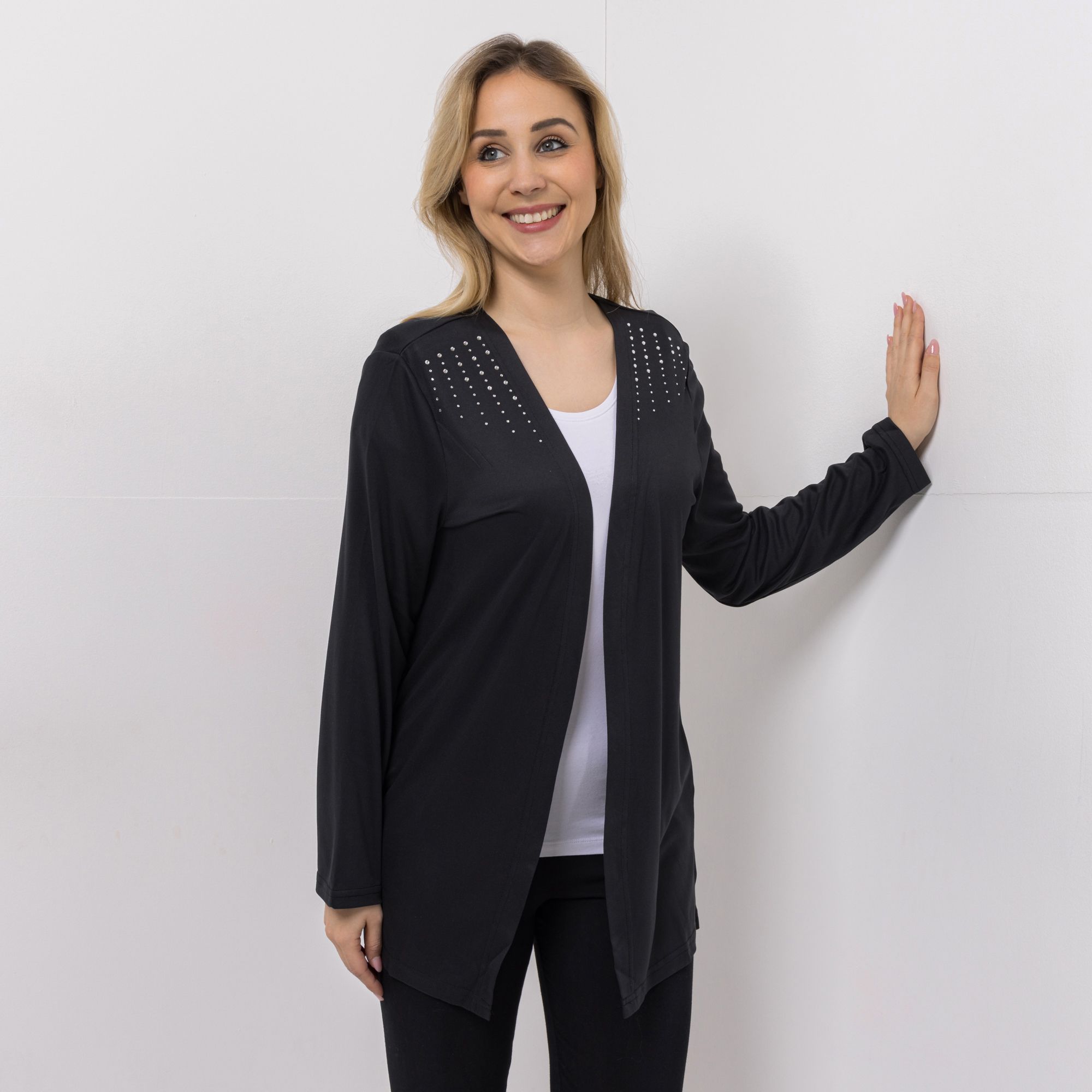 B-Ware JERYMOOD HOMEWEAR Longcardigan, 1/1-Arm Mikrofaser Seitennahtschlitze